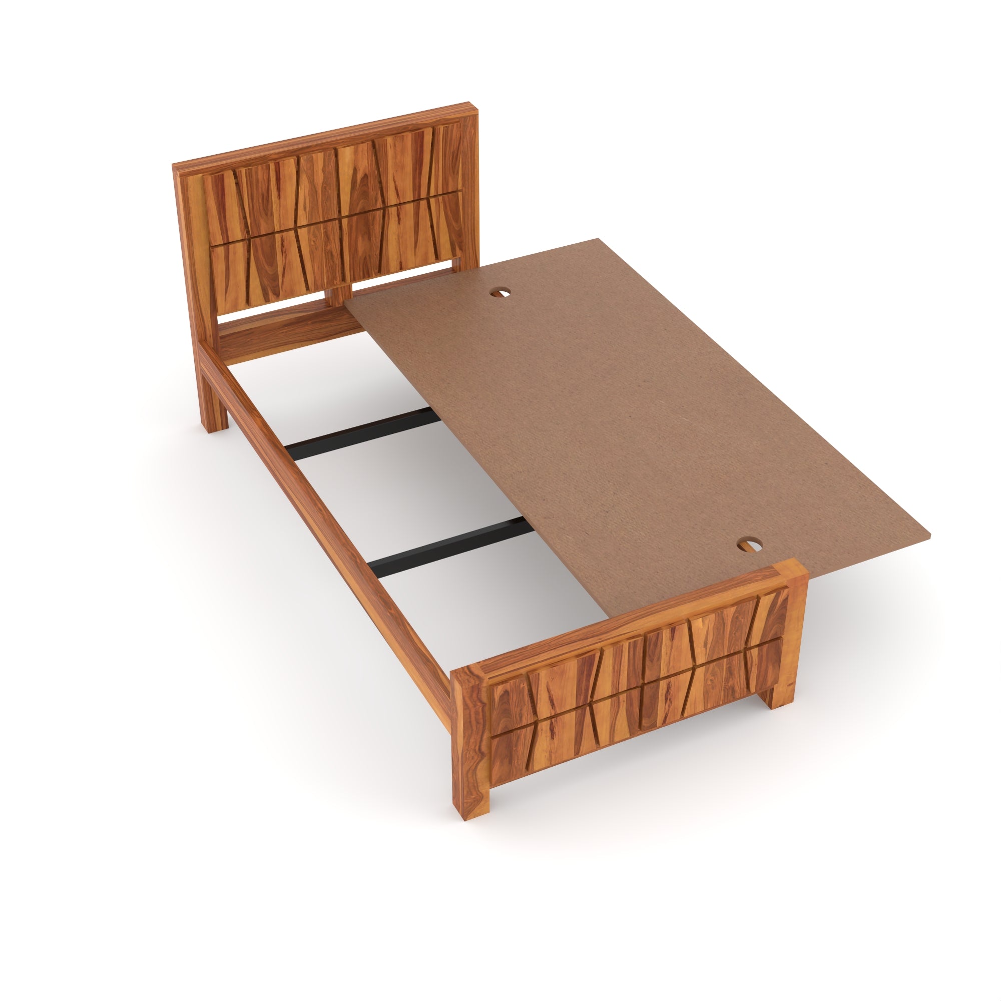 Solid Sheesham Wood Single Bed without storage