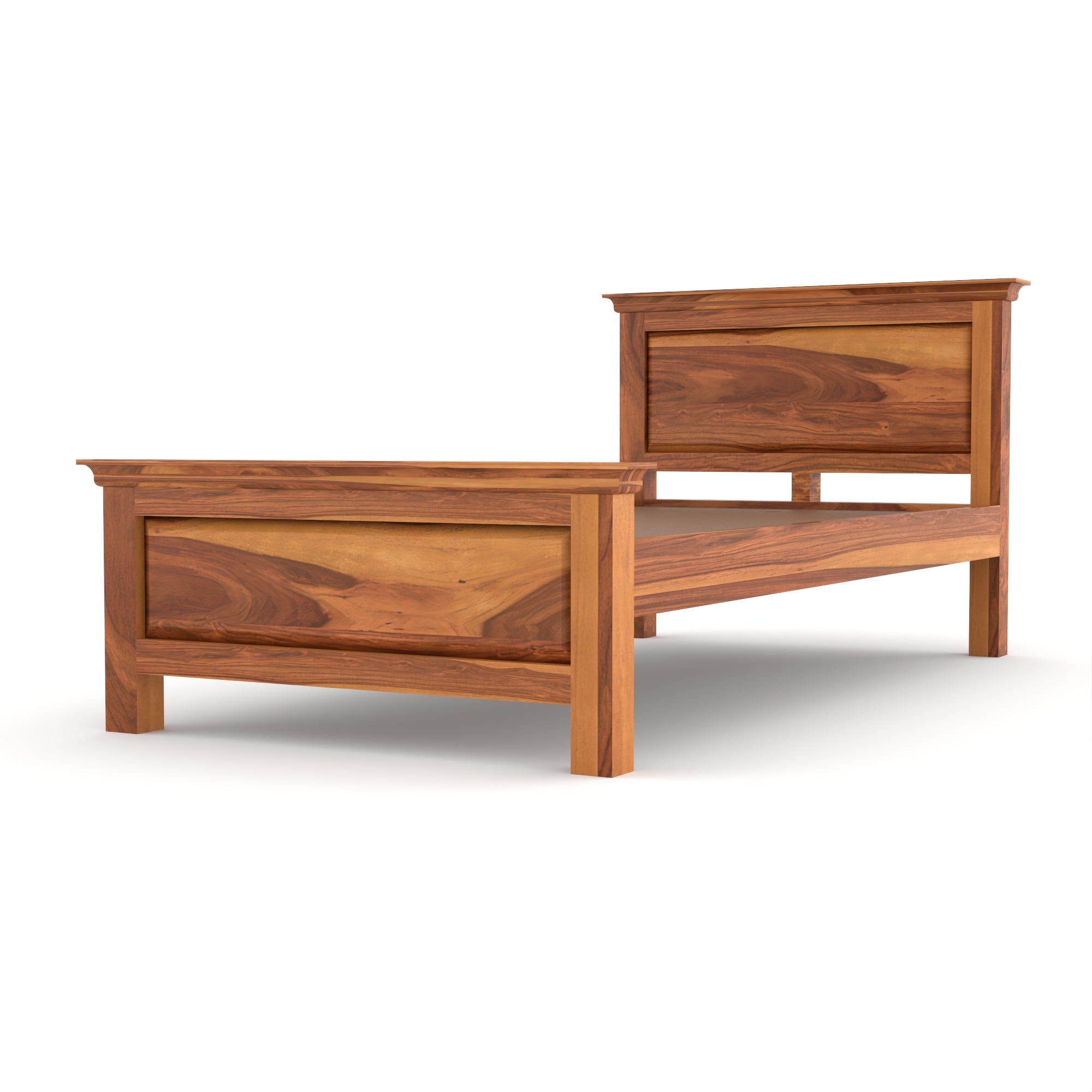 Solid Sheesham Wood Single Bed without storage
