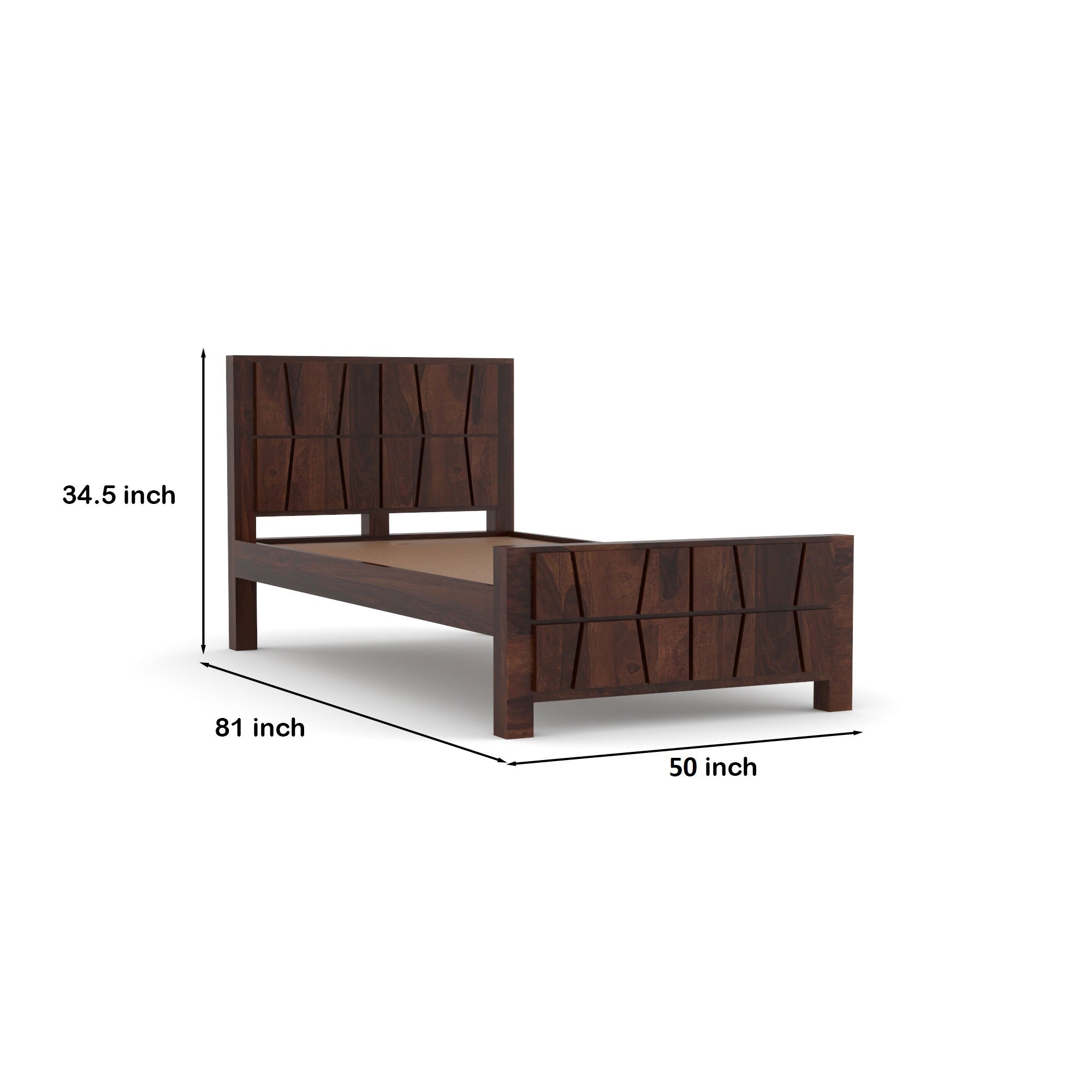 Morden Solid Sheesham Wood Single Bed without storage - 3 Years Warranty