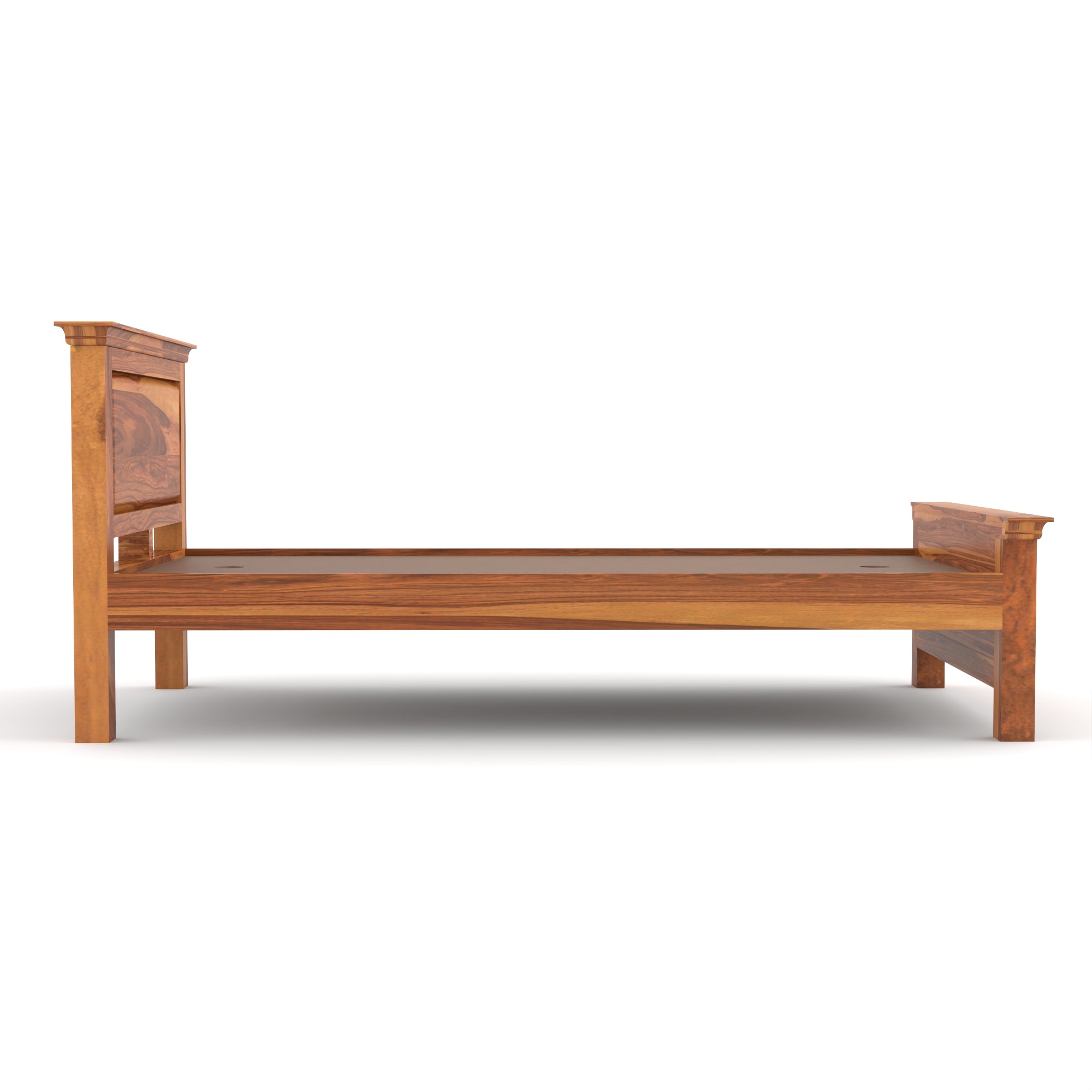 Solid Sheesham Wood Single Bed without storage