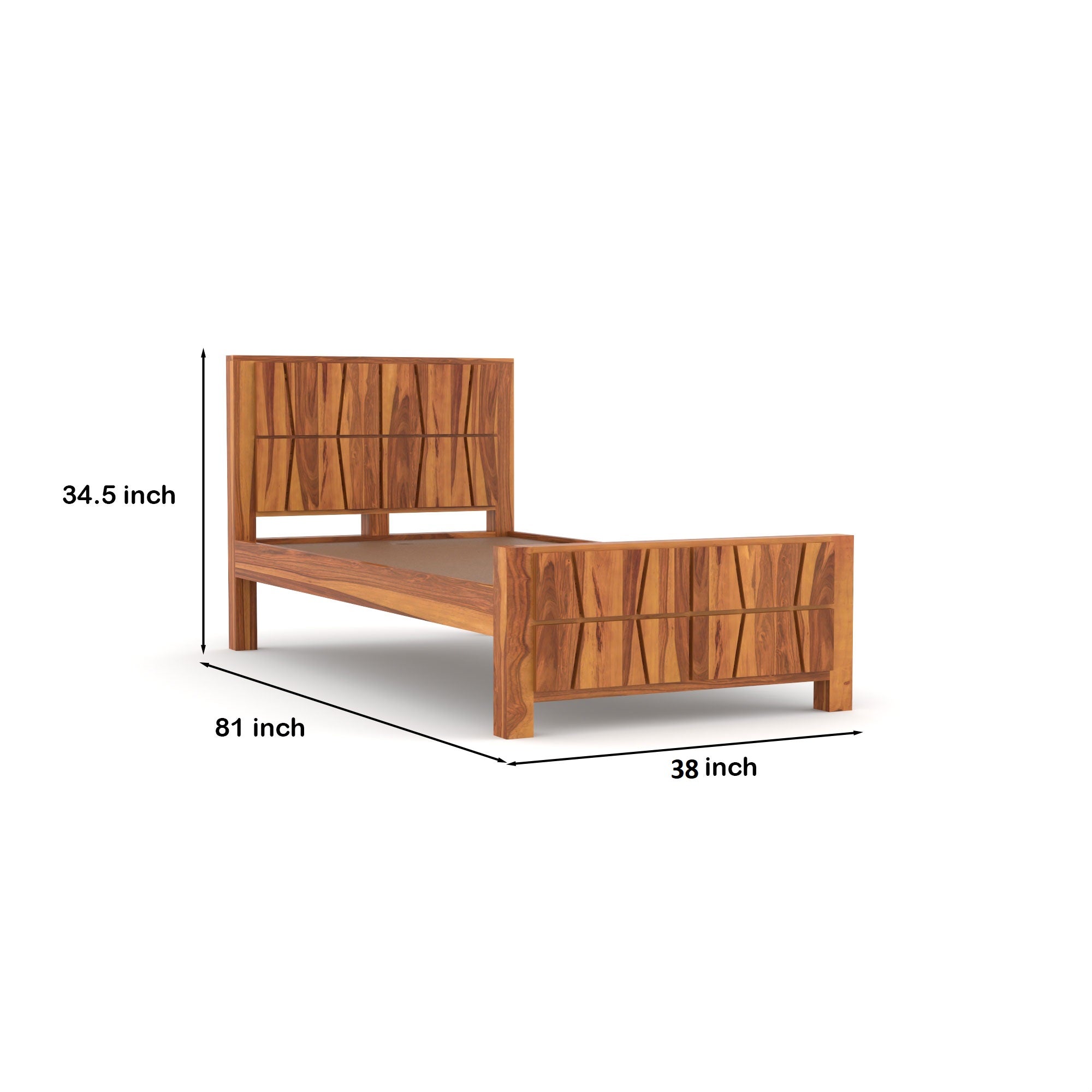 Solid Sheesham Wood Single Bed without storage | 3 Year Warranty