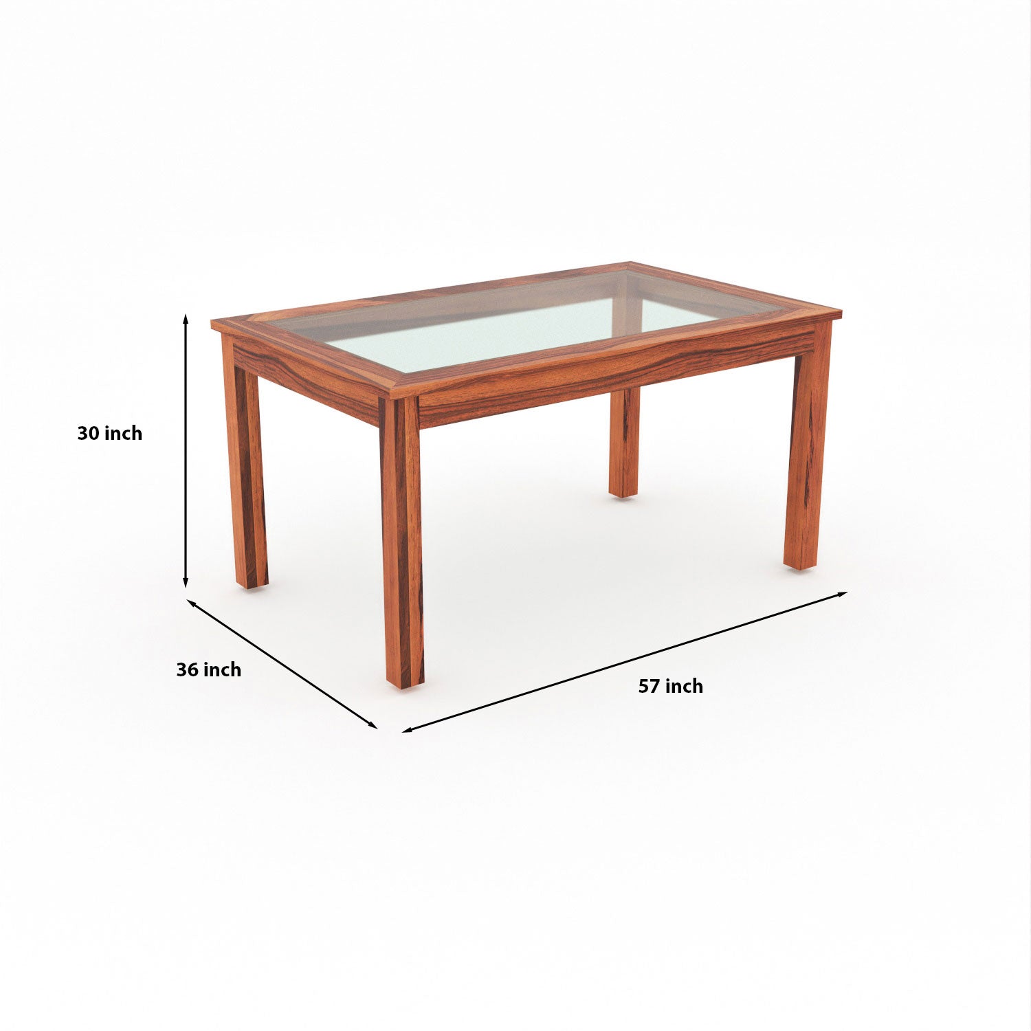 Omnira 6 Seater Round Solid Wood Glass Top Dining Table Set