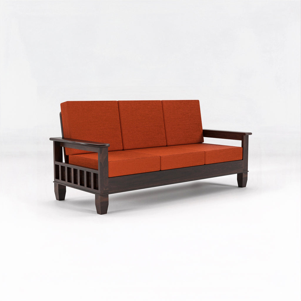 Premium Solid Sheesham Wood 5 Seater Wooden Sofa Set | Walnut Finish