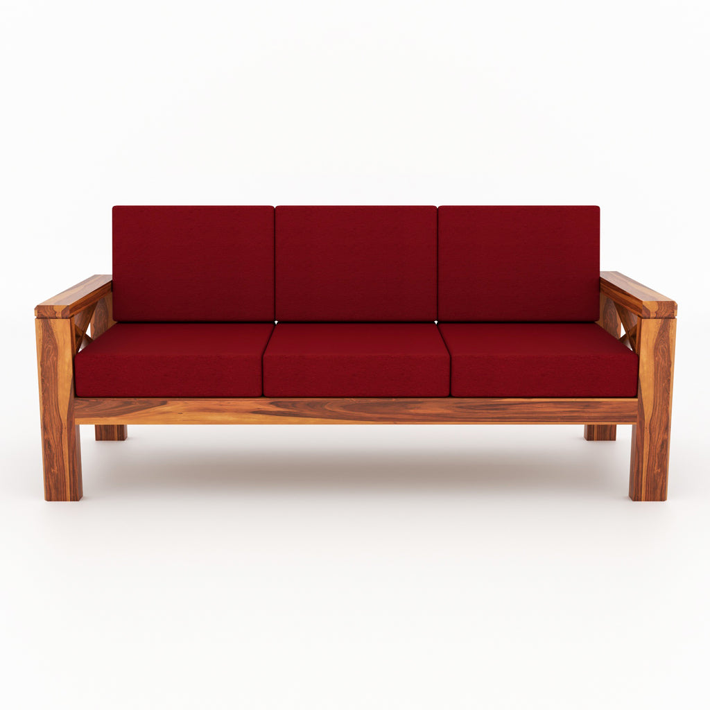 Boston Sheesham Wood 5 Seater Sofa Set | Natural Finish