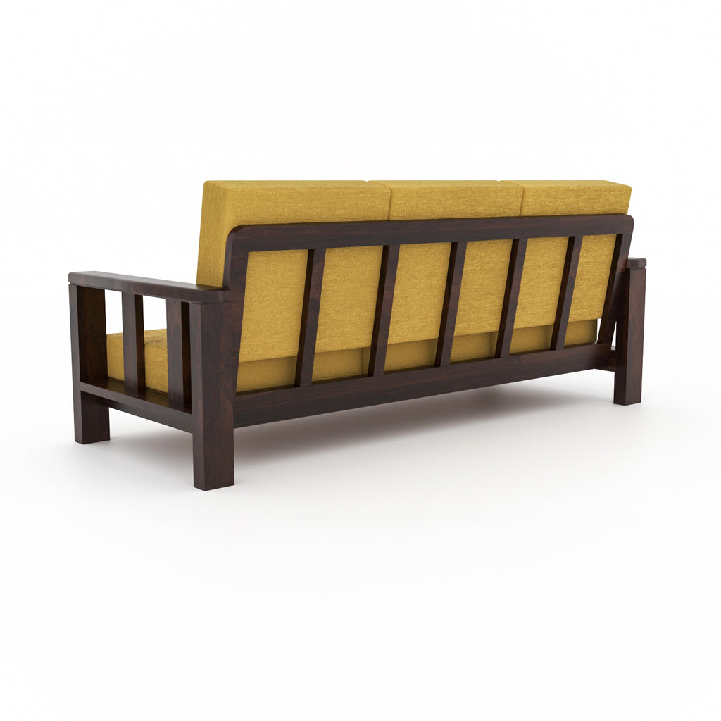 Premium Solid Sheesham Wood 6 Seater Wooden Sofa Set (3+2+1) | Walnut Finish