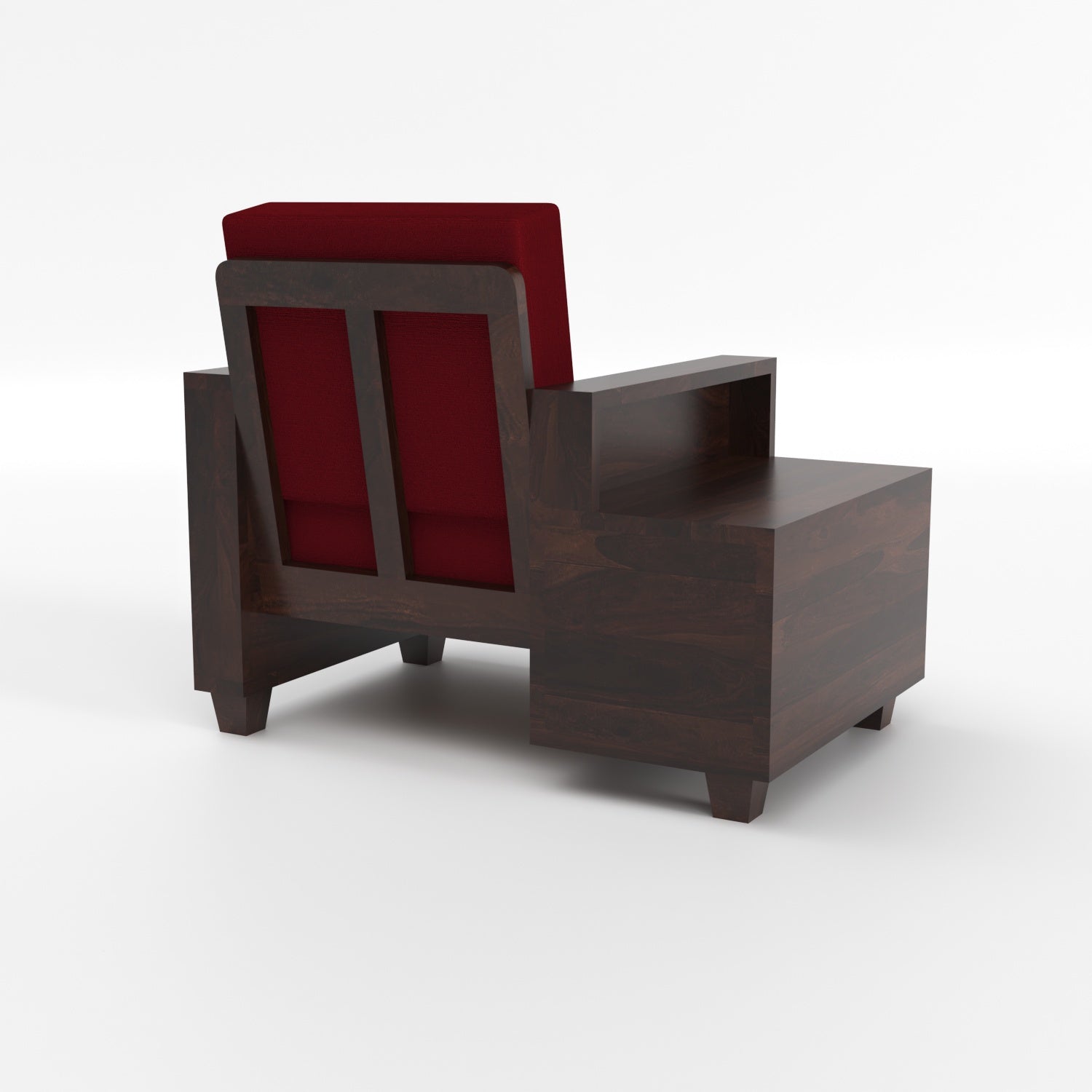 Colaba Sheesham Wood 1 Seater Sofa with Side Box Drawer | Walnut Finish