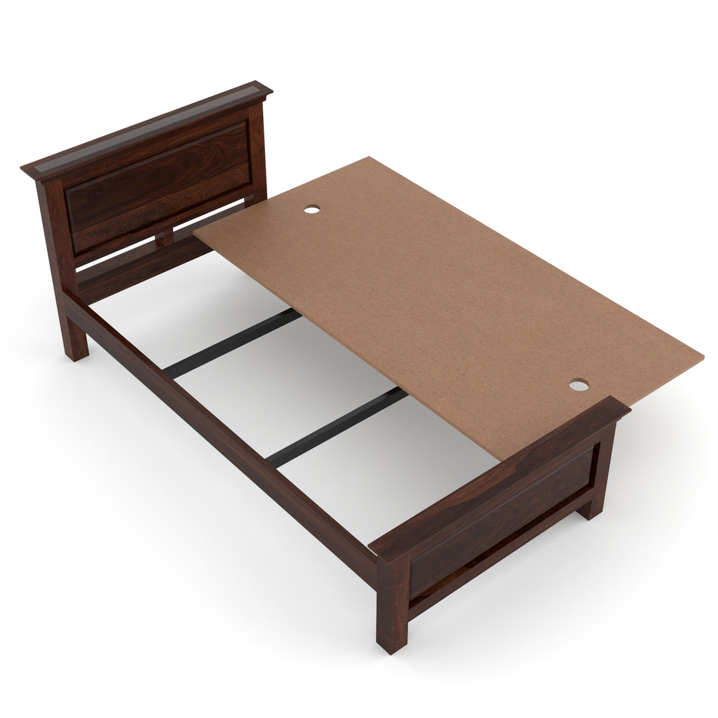 Solid Sheesham Wood Single Bed without storage
