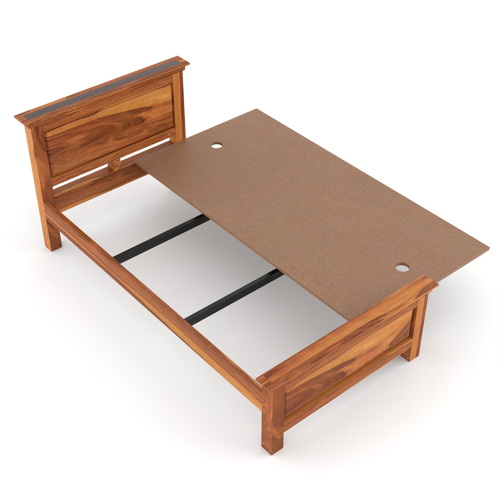 Solid Sheesham Wood Single Bed without storage