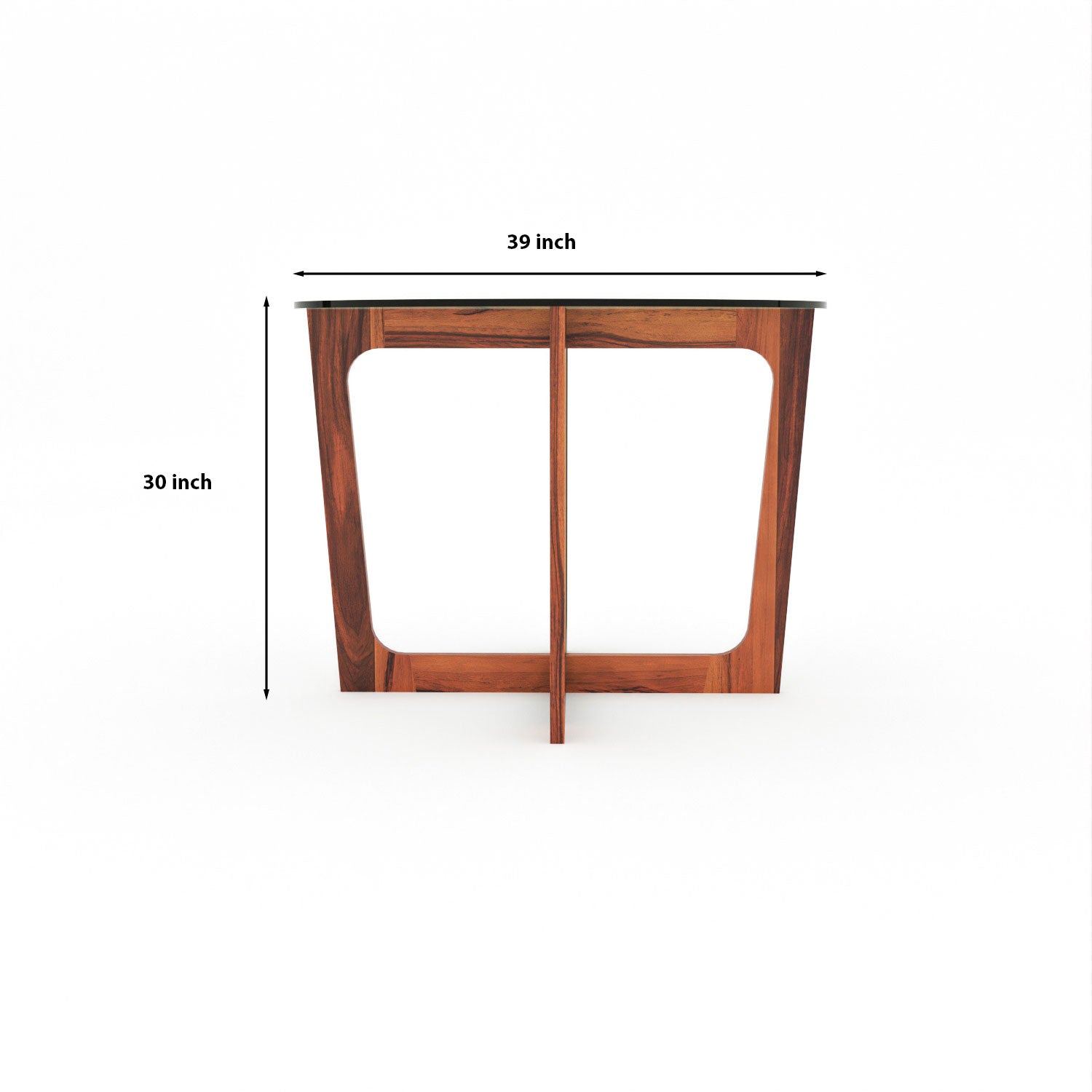 Aerith 4 Seater Round Solid Wood Glass Top Dining Table Set