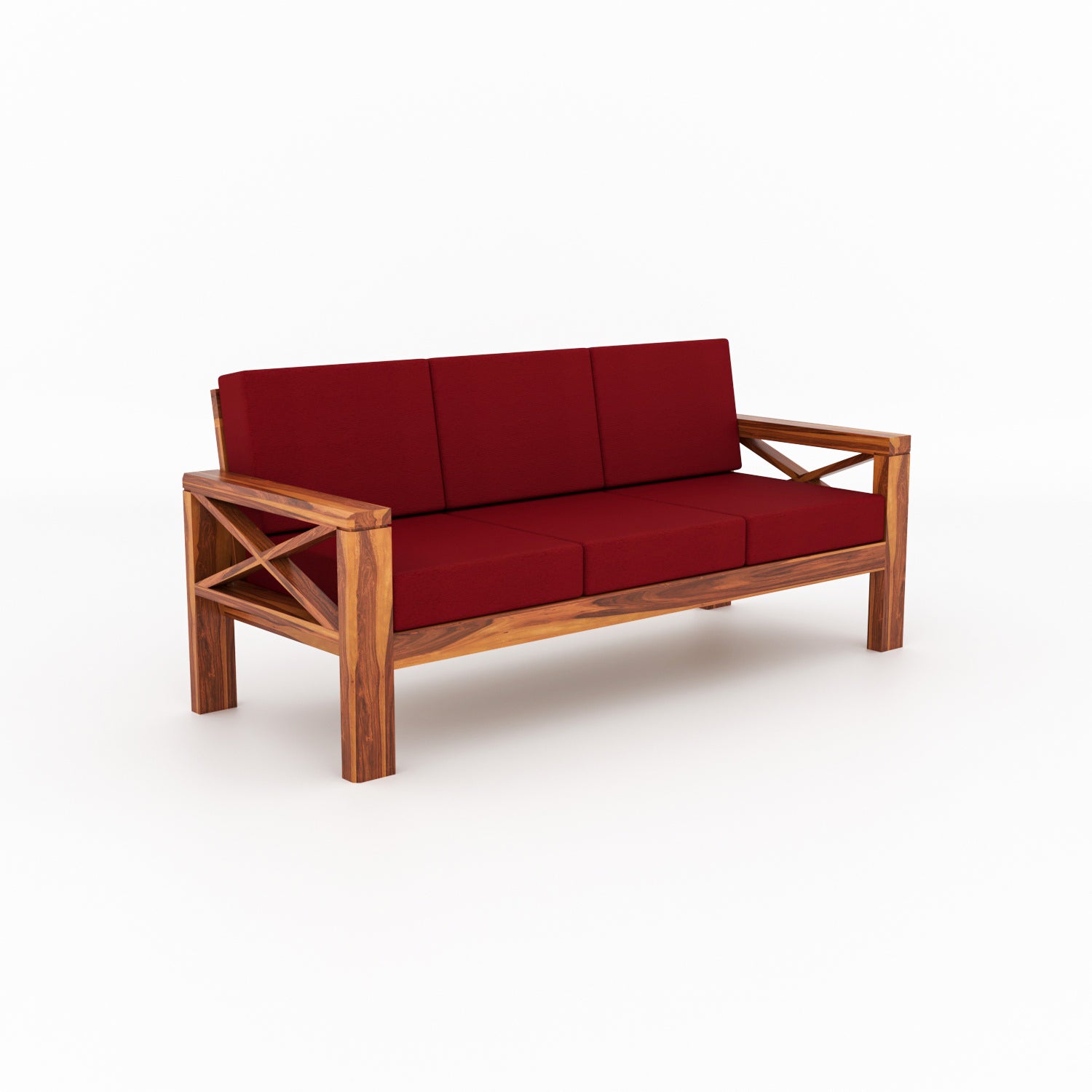 Solvane Sheesham Wood 3 Seater Sofa | Natural Finish