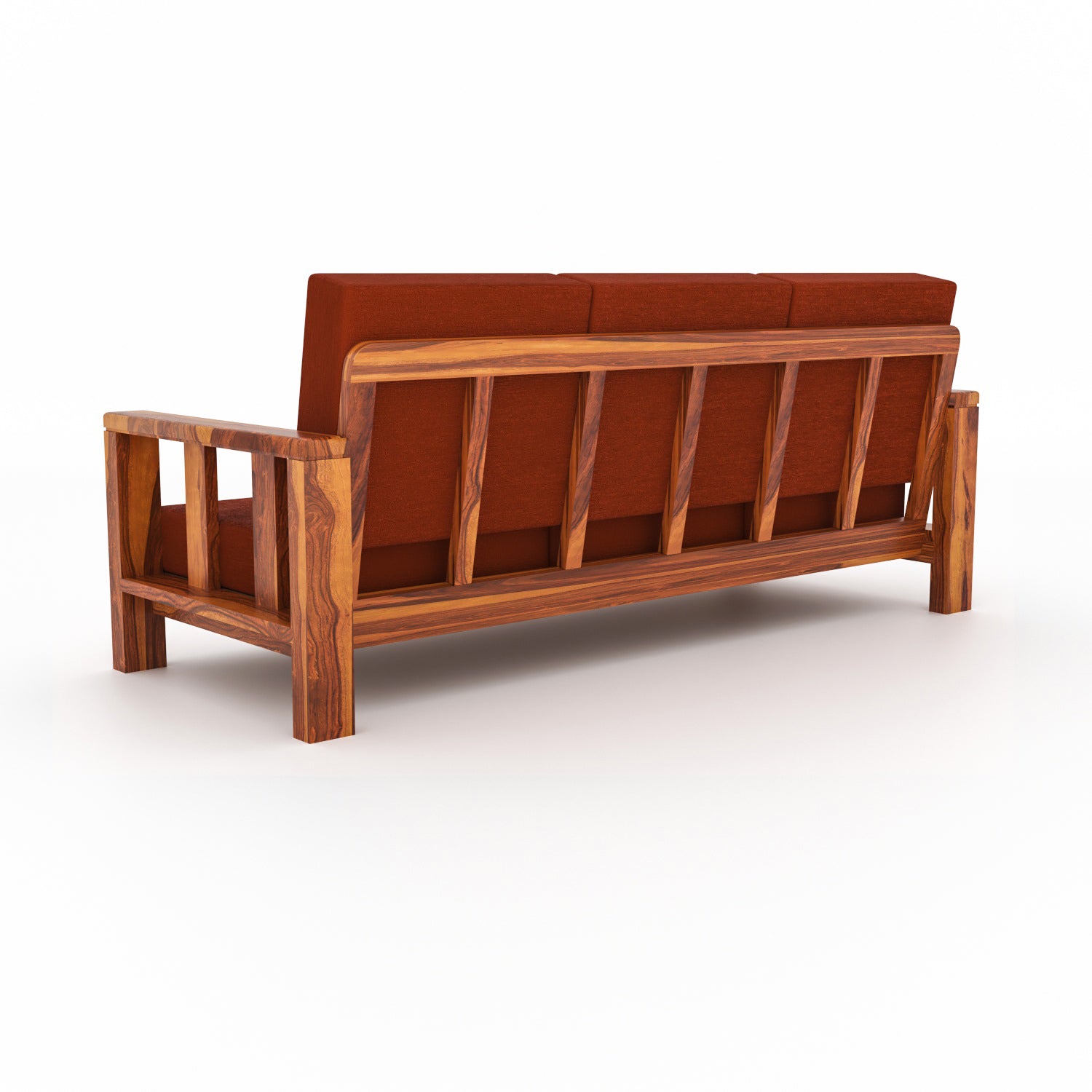 Solid Sheesham Wood 3 Seater Sofa – Natural Finish