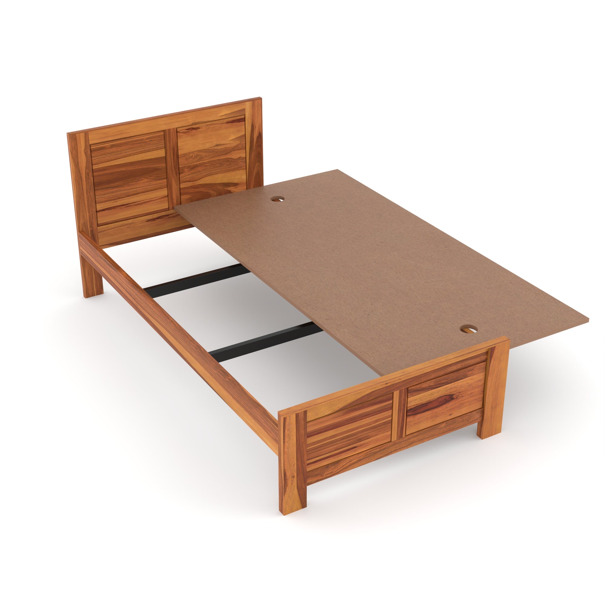 Solid Sheesham Single Bed for Home