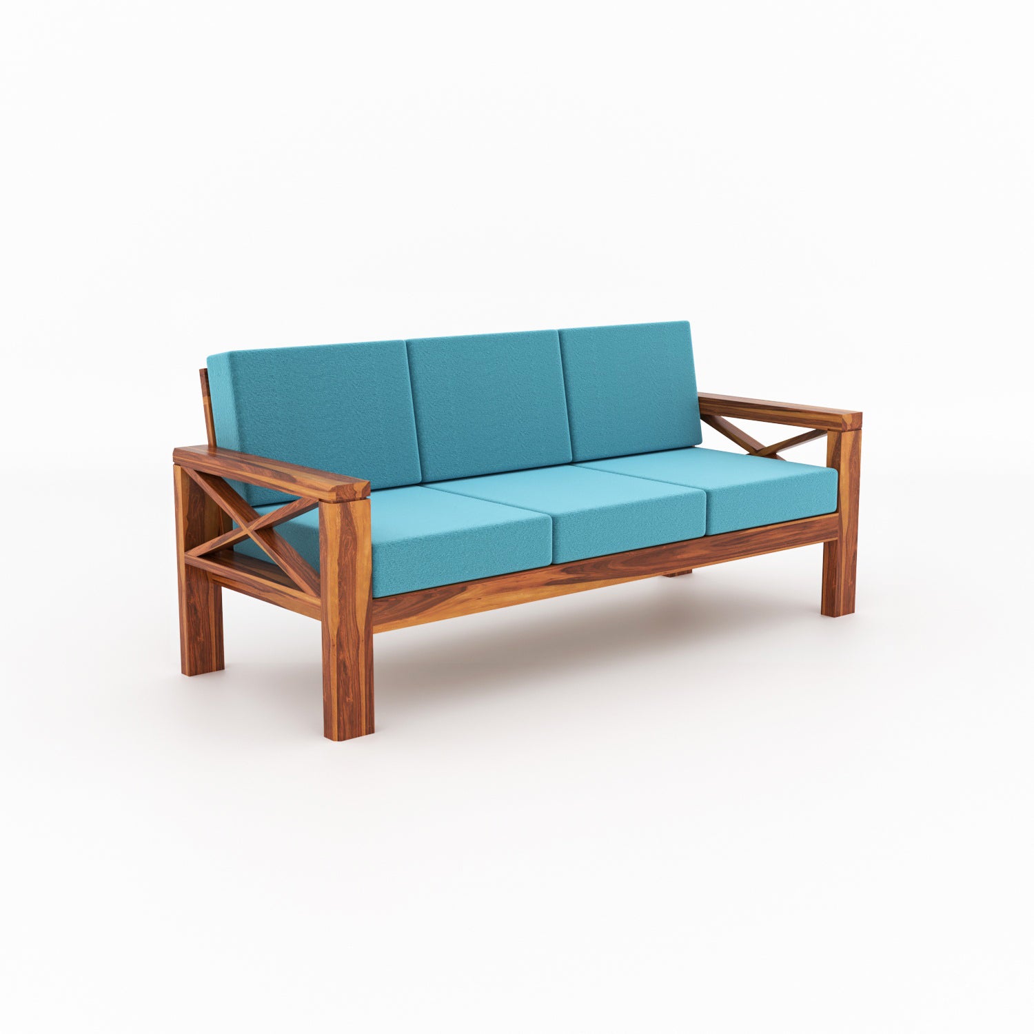 Moscow Solid Wood 7 Seater Sofa Set | Natural Finish