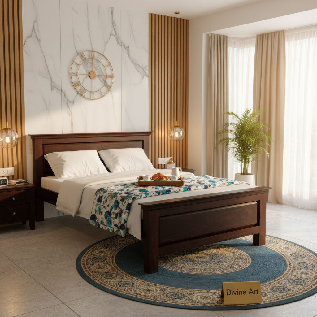 Solid Sheesham Wood Single Bed without storage