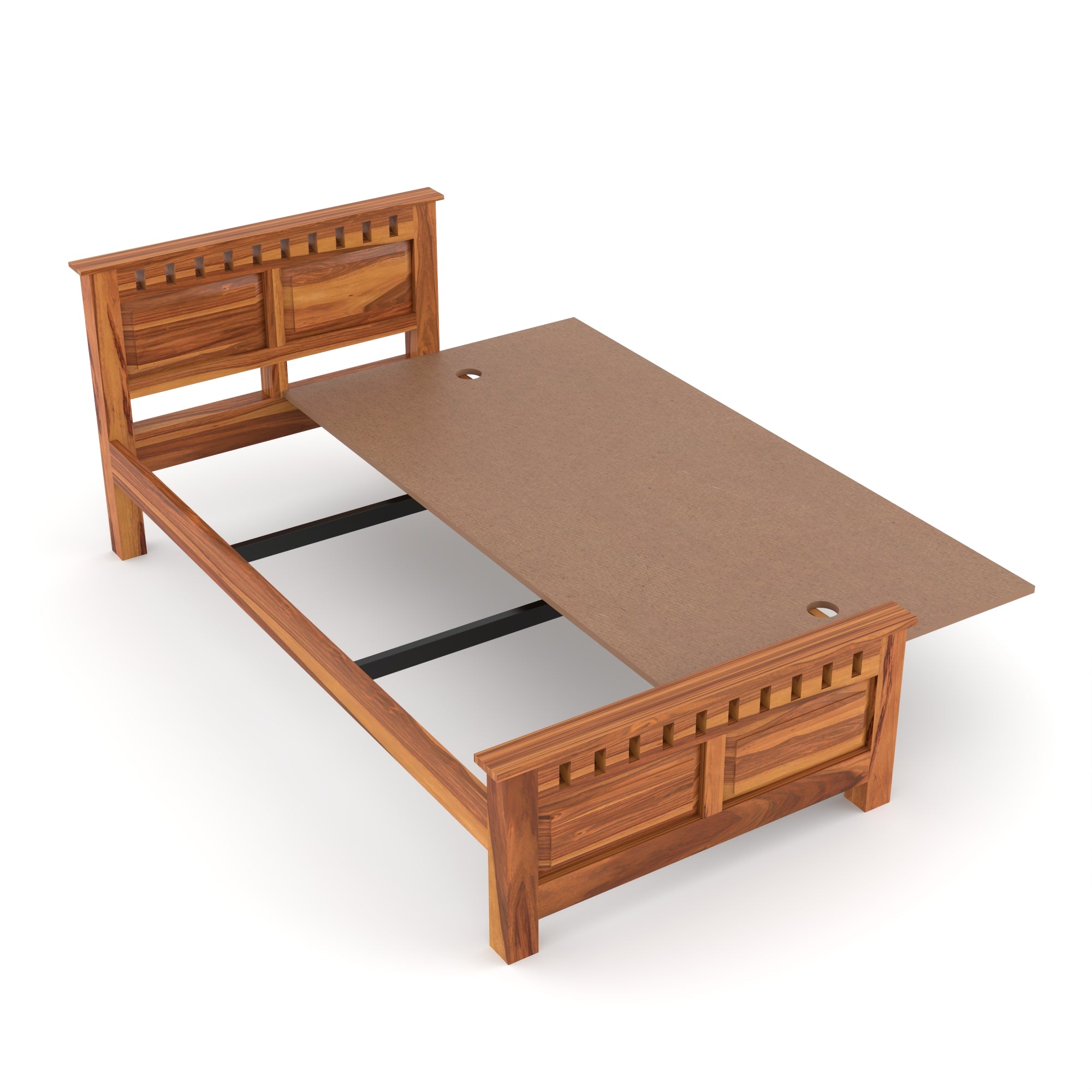 Solid Sheesham Wood Bed without storage