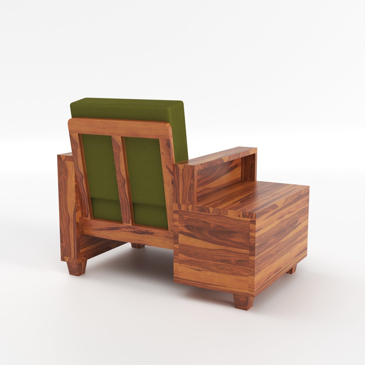 Colaba Sheesham Wood 1 Seater Sofa with Side Box Drawer | Natural Finish