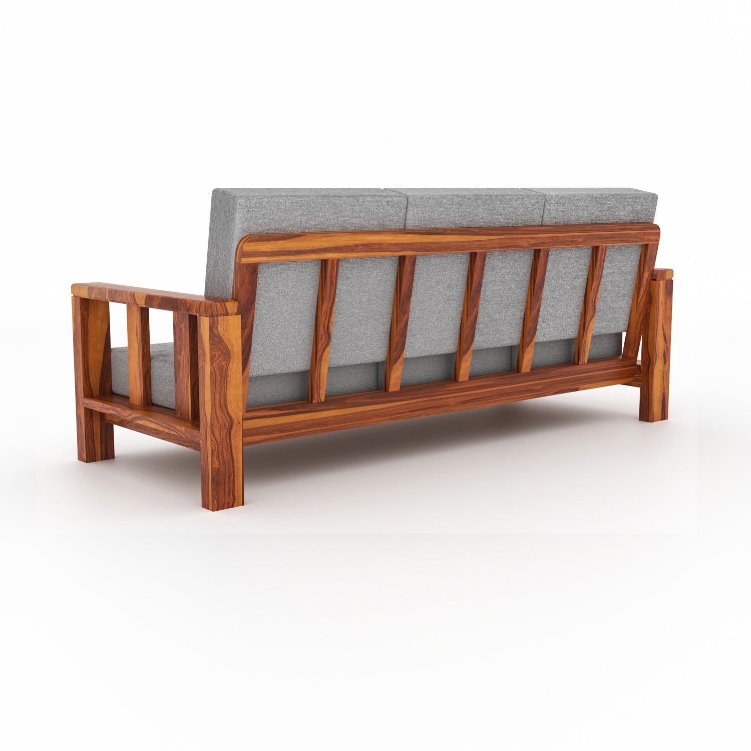 Solid Sheesham Wood 3 Seater Sofa – Natural Finish