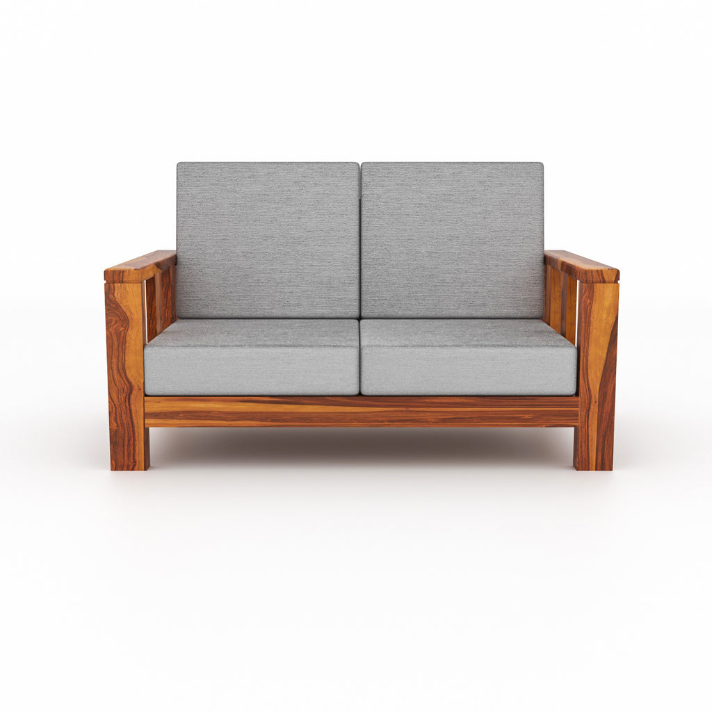Zevion Sheesham Wooden 2 Seater Sofa | Natural Finish