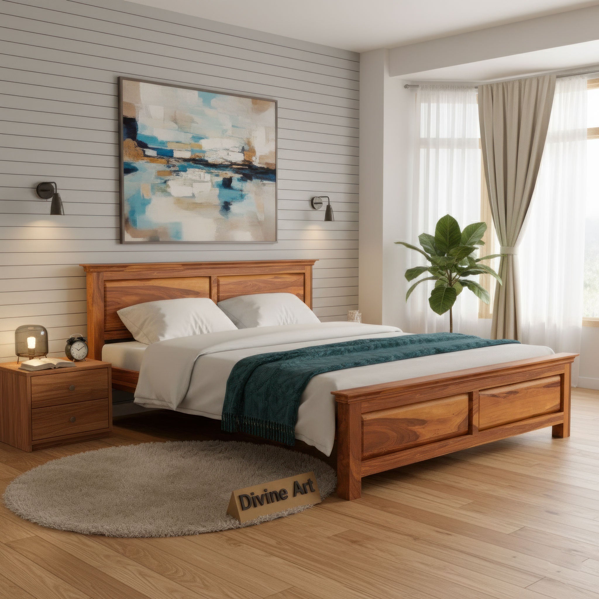 Solid Sheesham Wood Queen Bed