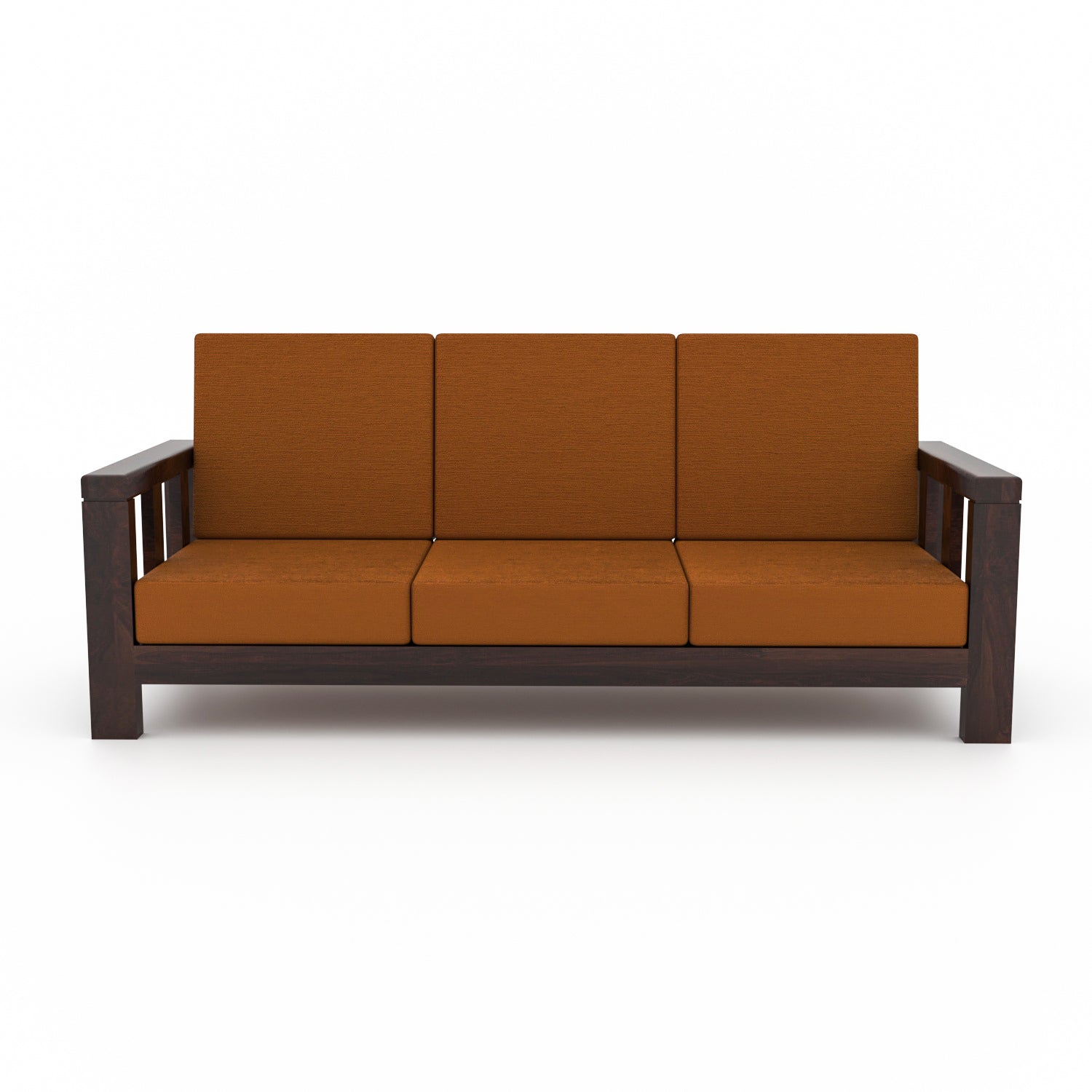 Premium Solid Sheesham Wood 6 Seater Wooden Sofa Set (3+2+1) | Walnut Finish