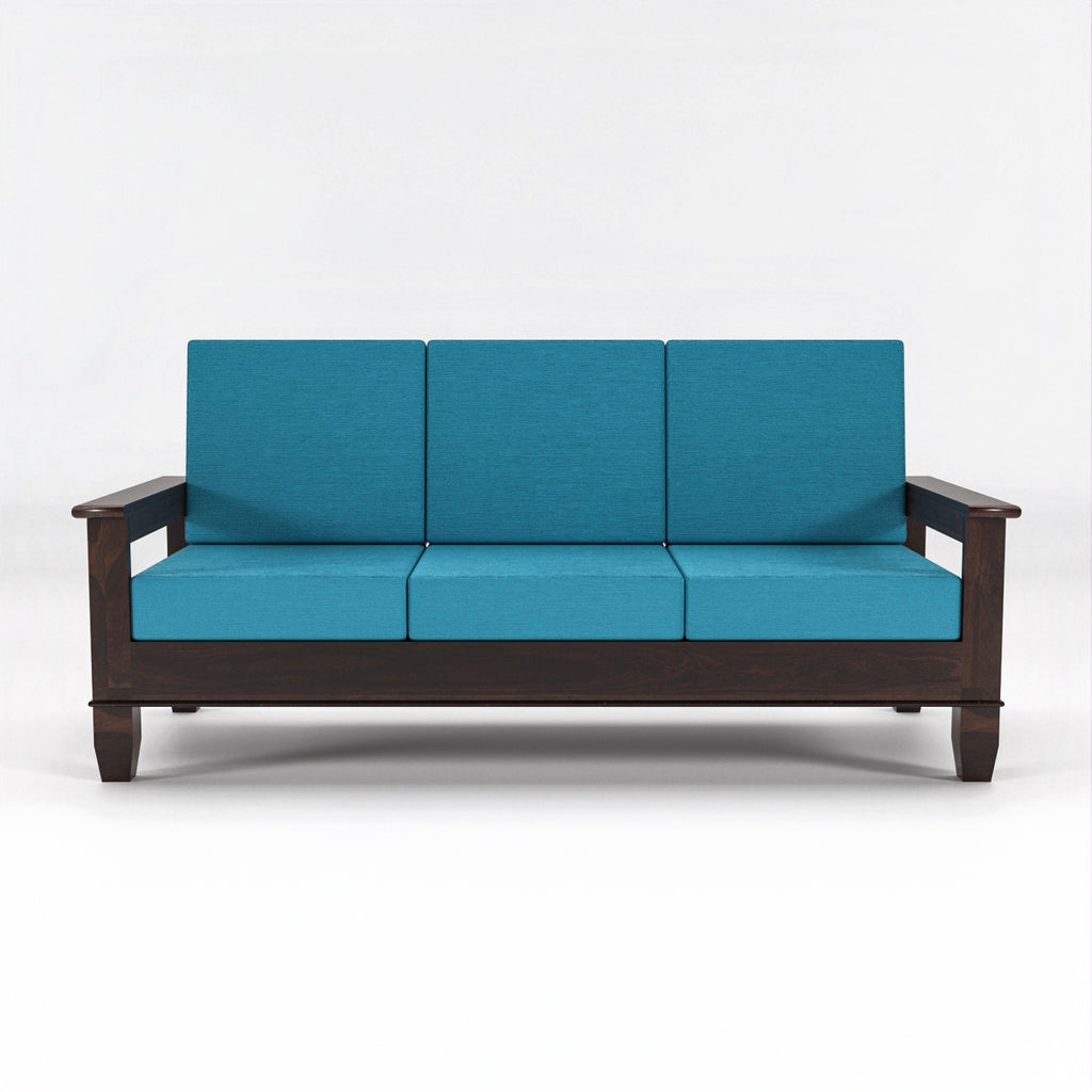 Solid Sheesham Wood 3 Seater Sofa – Walnut Finish