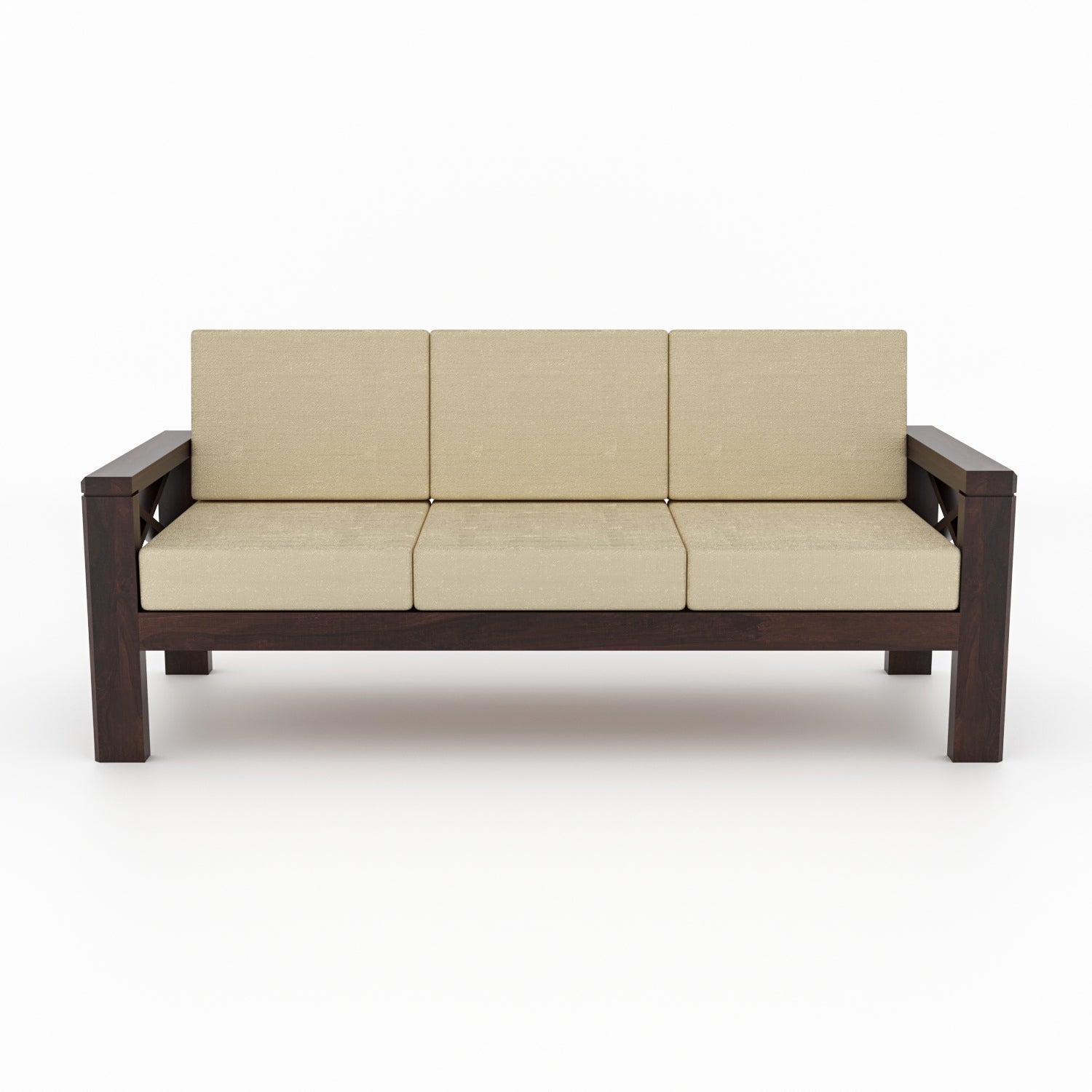 Alexandria Sheesham Wood 6 Seater Sofa Set | Walnut Finish