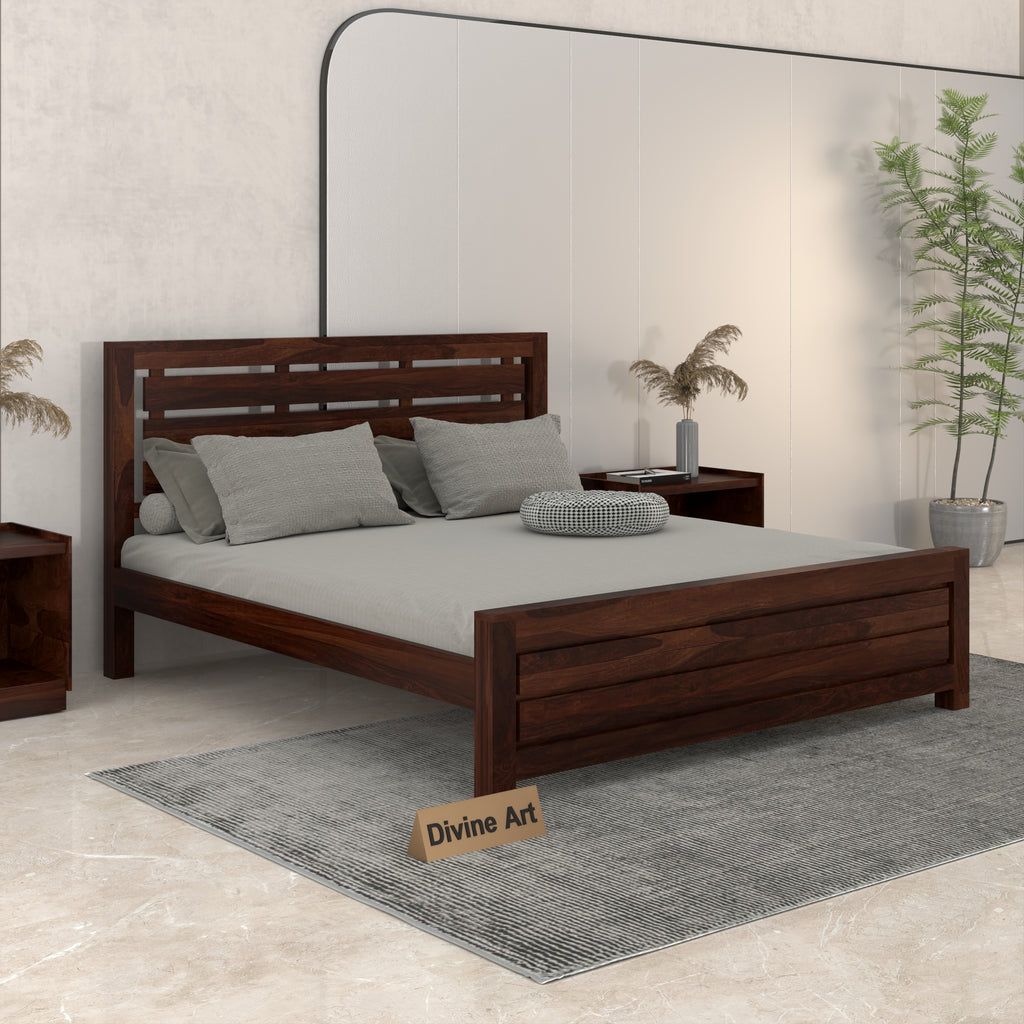 Solid Sheesham Wood king size bed without storage