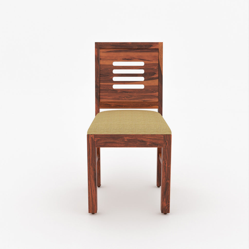 Orvyn 6 Seater Round Solid Wood Glass Top Dining Table Set