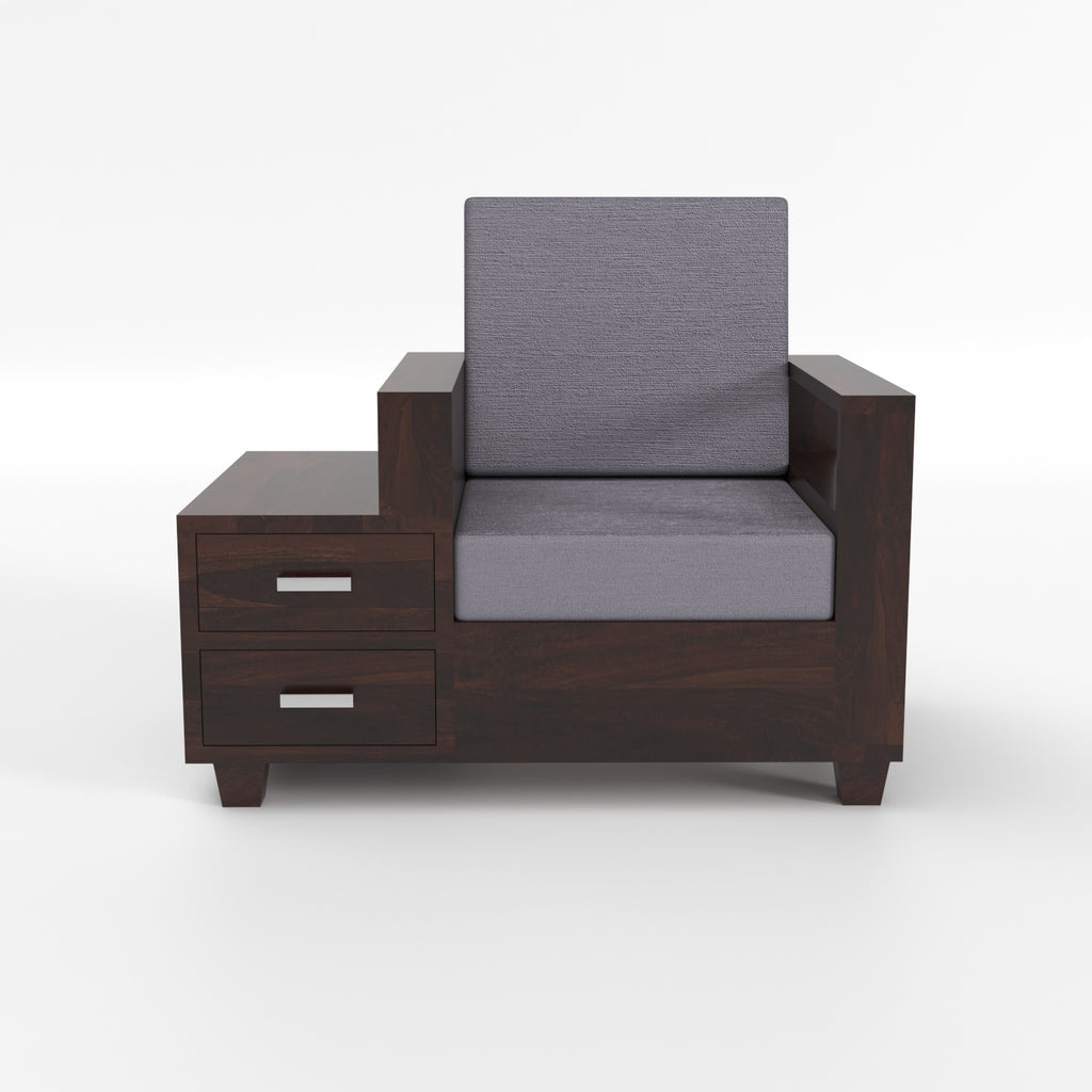 Solid Sheesham Wood 3+1+1 Sofa Set with Side Drawers | 3 Years Warranty