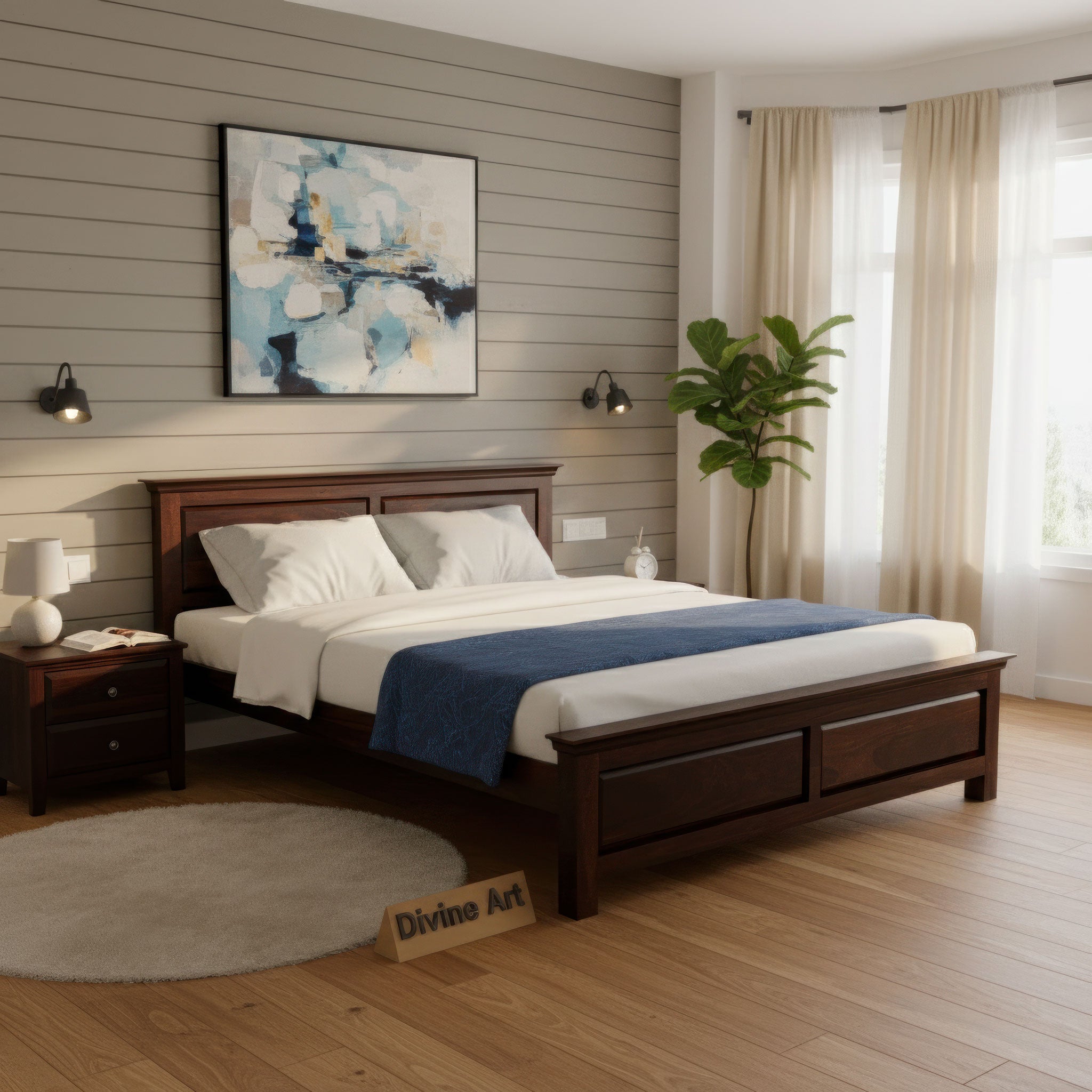 Solid Sheesham Wood Queen Bed