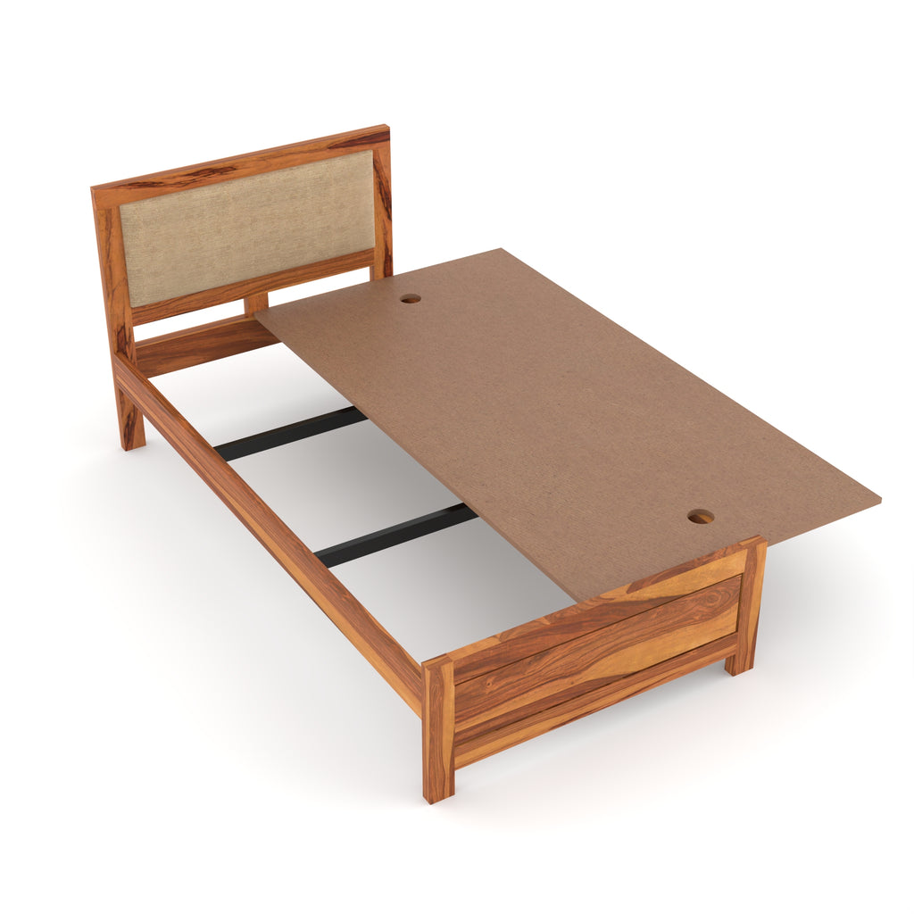 Solid Sheesham Wood Single Bed without storage