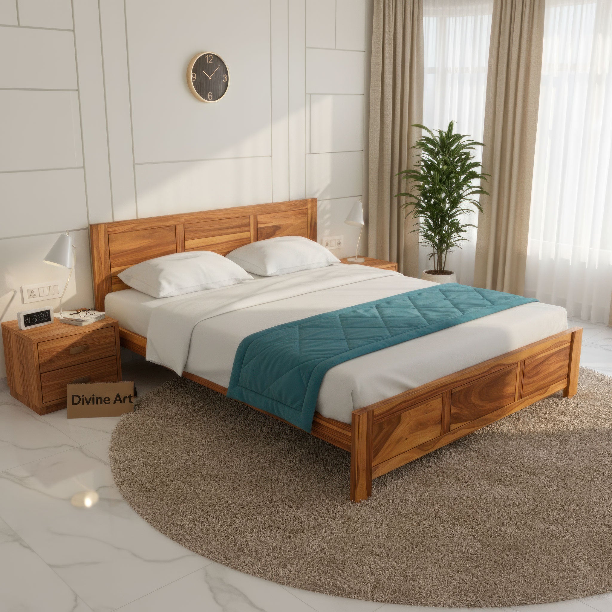 Solid Sheesham Wood Queen size Bed