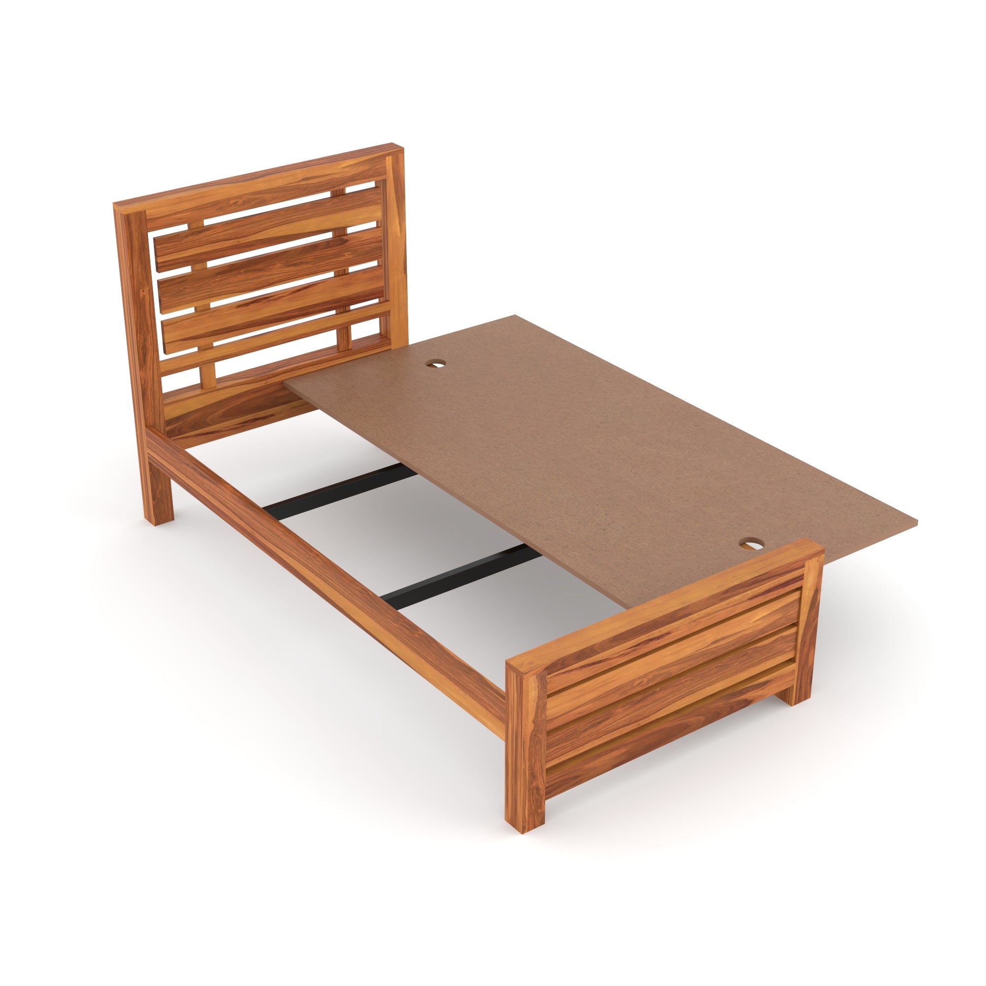 Solid Sheesham Wood Single Bed without storage