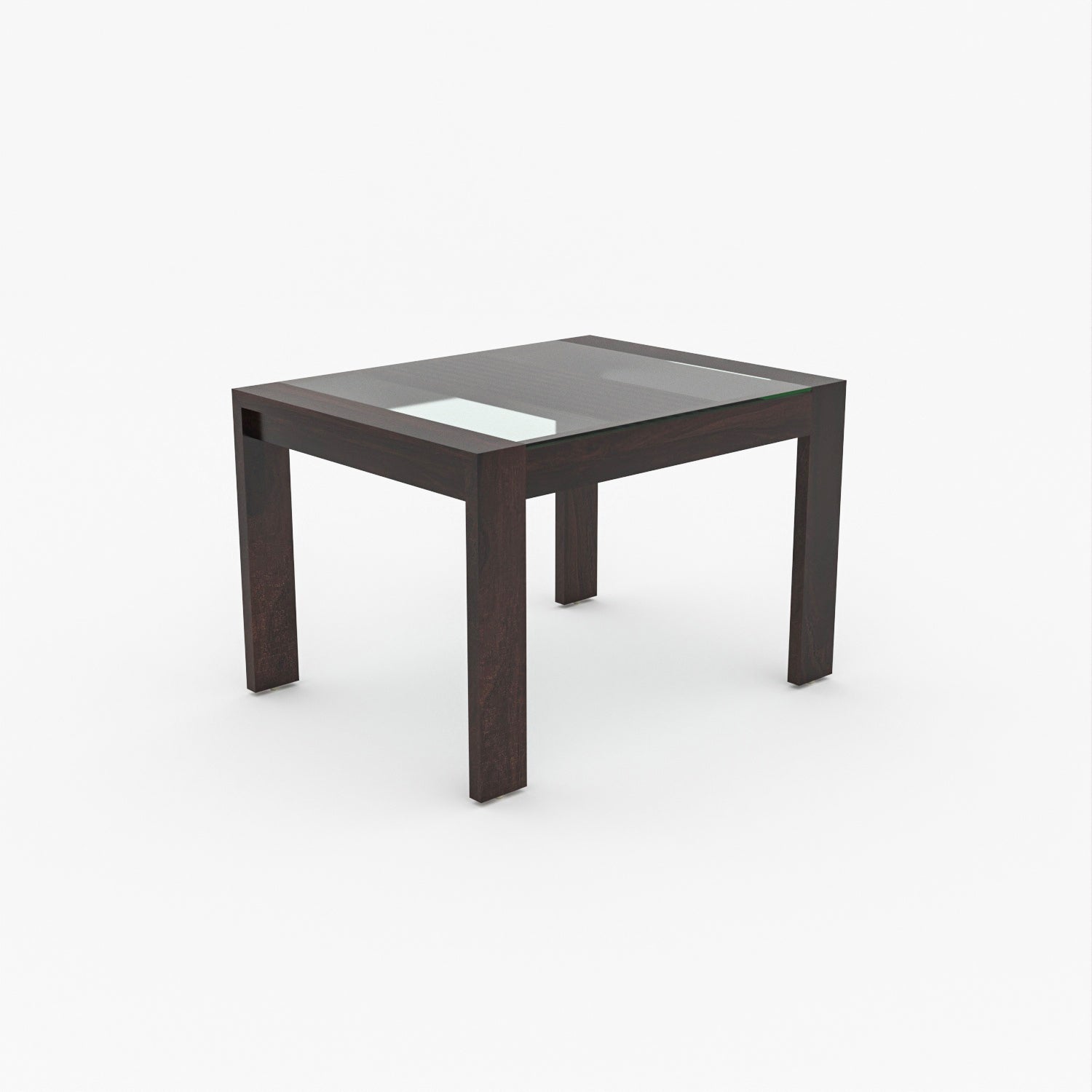 Arvion 4 Seater Round Solid Wood Glass Top Dining Table Set