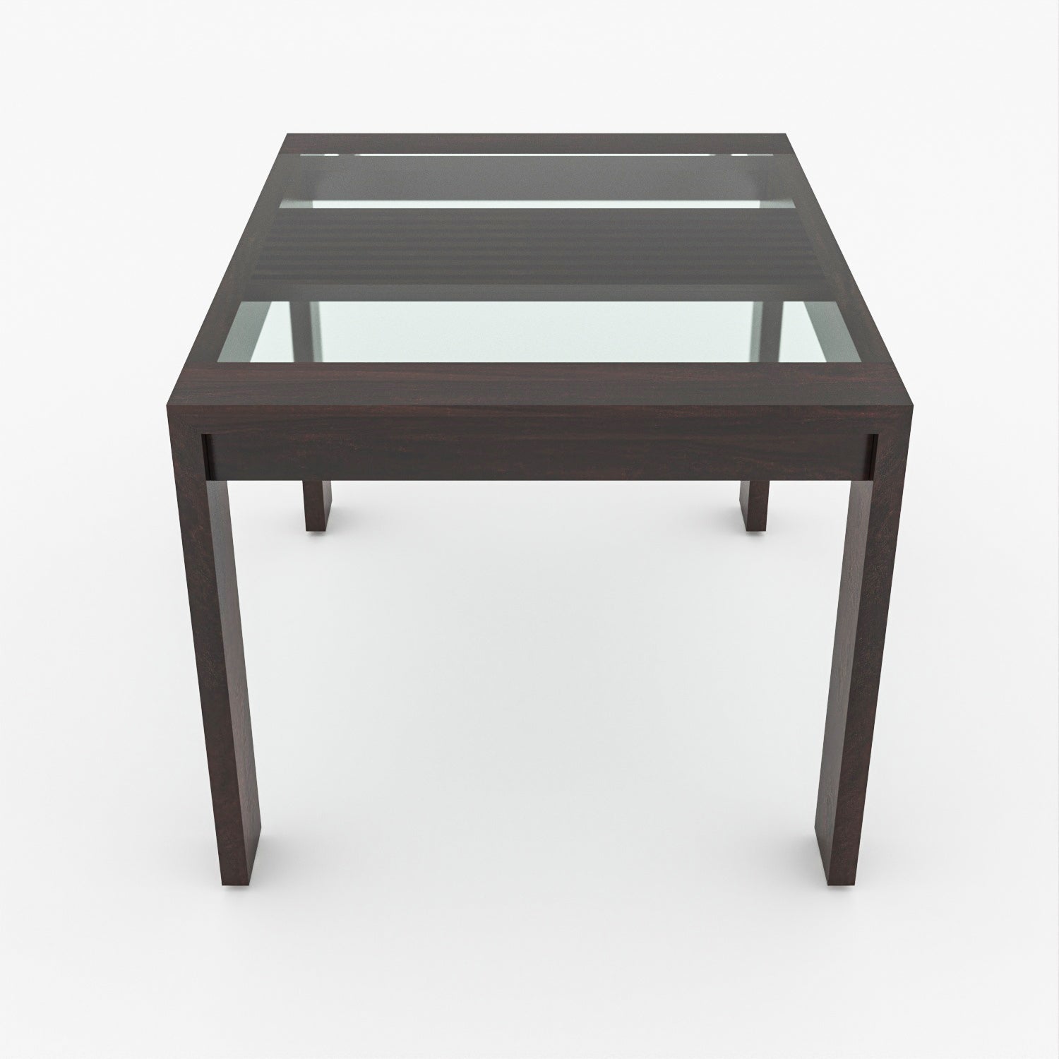 Arvion 4 Seater Round Solid Wood Glass Top Dining Table Set