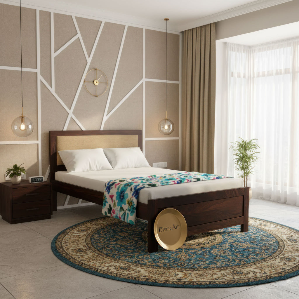 Solid Sheesham Wood Single Bed without storage