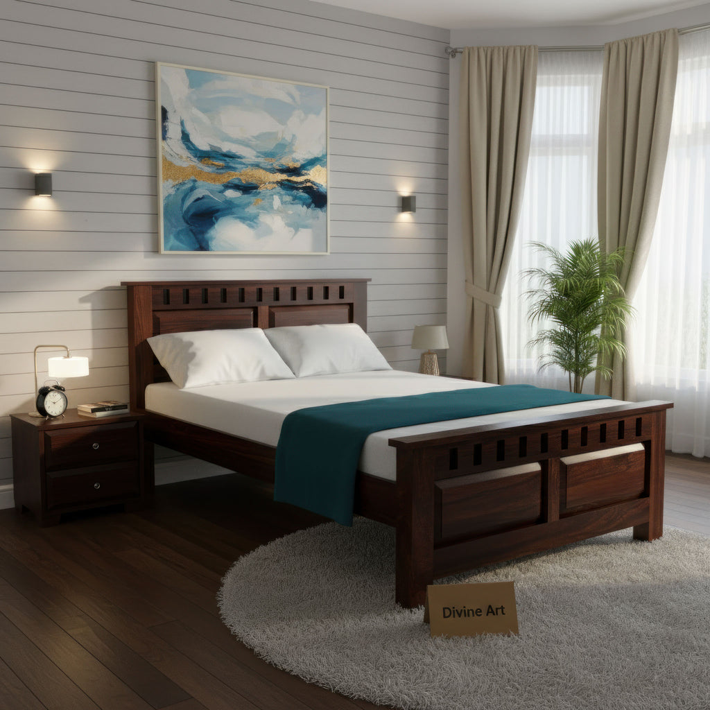 Solid Sheesham Wood Bed without storage