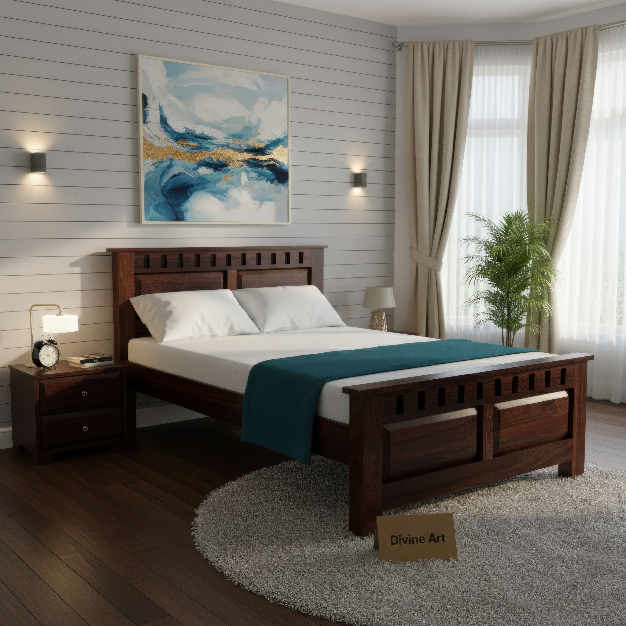 Solid Sheesham Wood Bed without storage