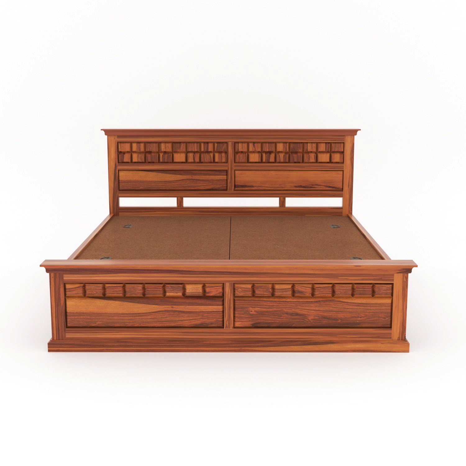 Arvion Solid Sheesham Wood Queen Bed with Storage