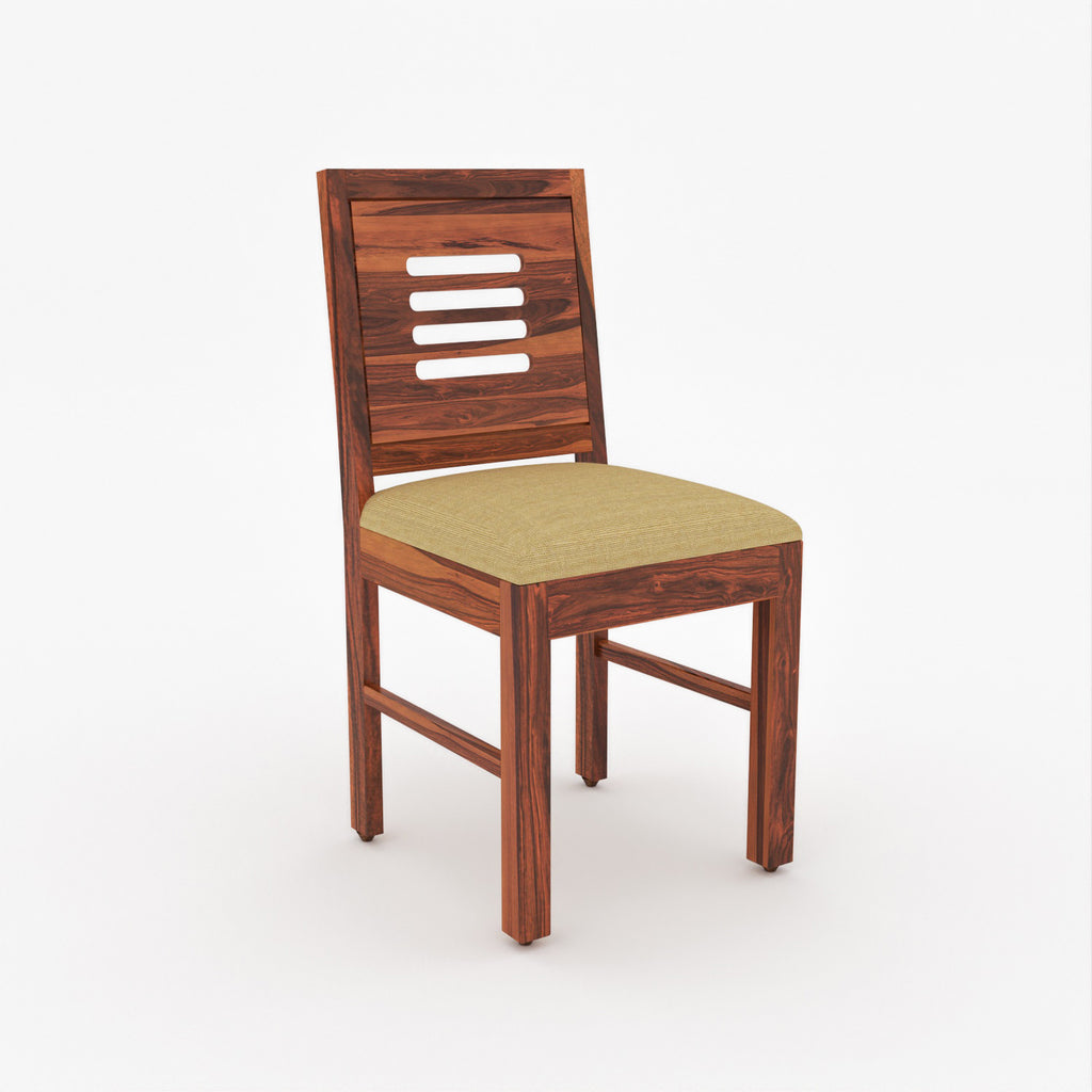 Aerith 4 Seater Round Solid Wood Glass Top Dining Table Set