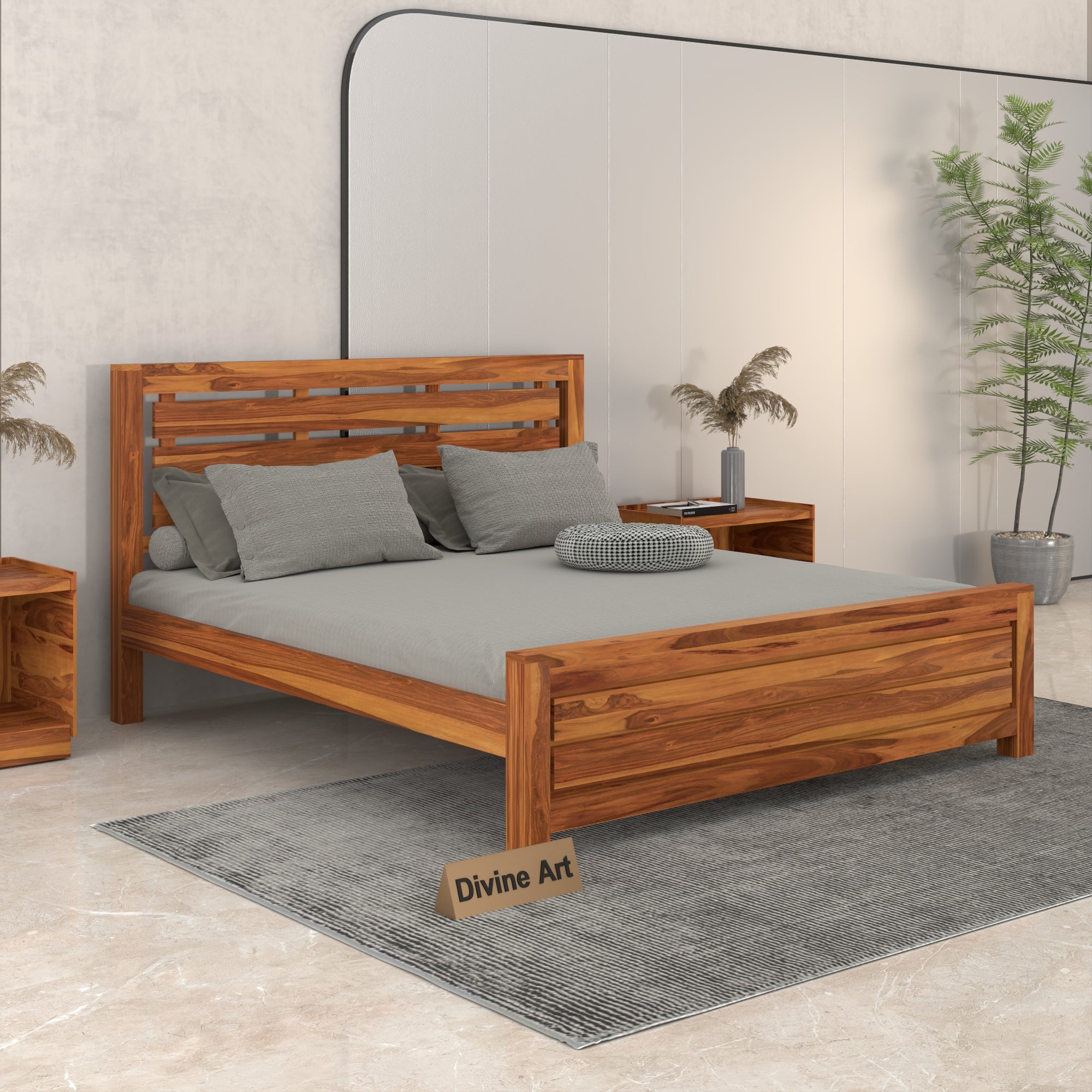 Solid Sheesham Wood king size bed without storage