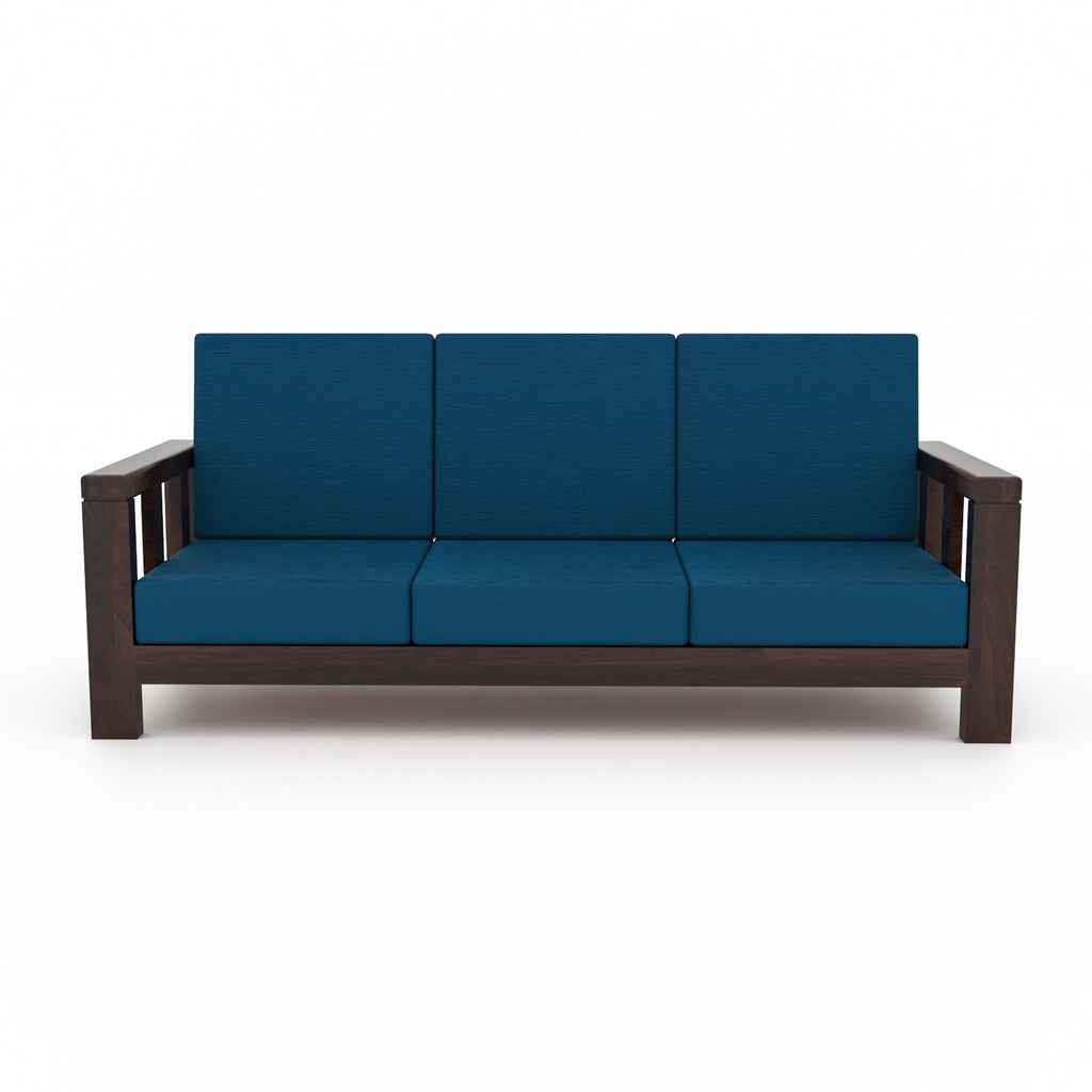 Solid Sheesham Wood 5 Seater Wooden Sofa Set | Walnut Finish