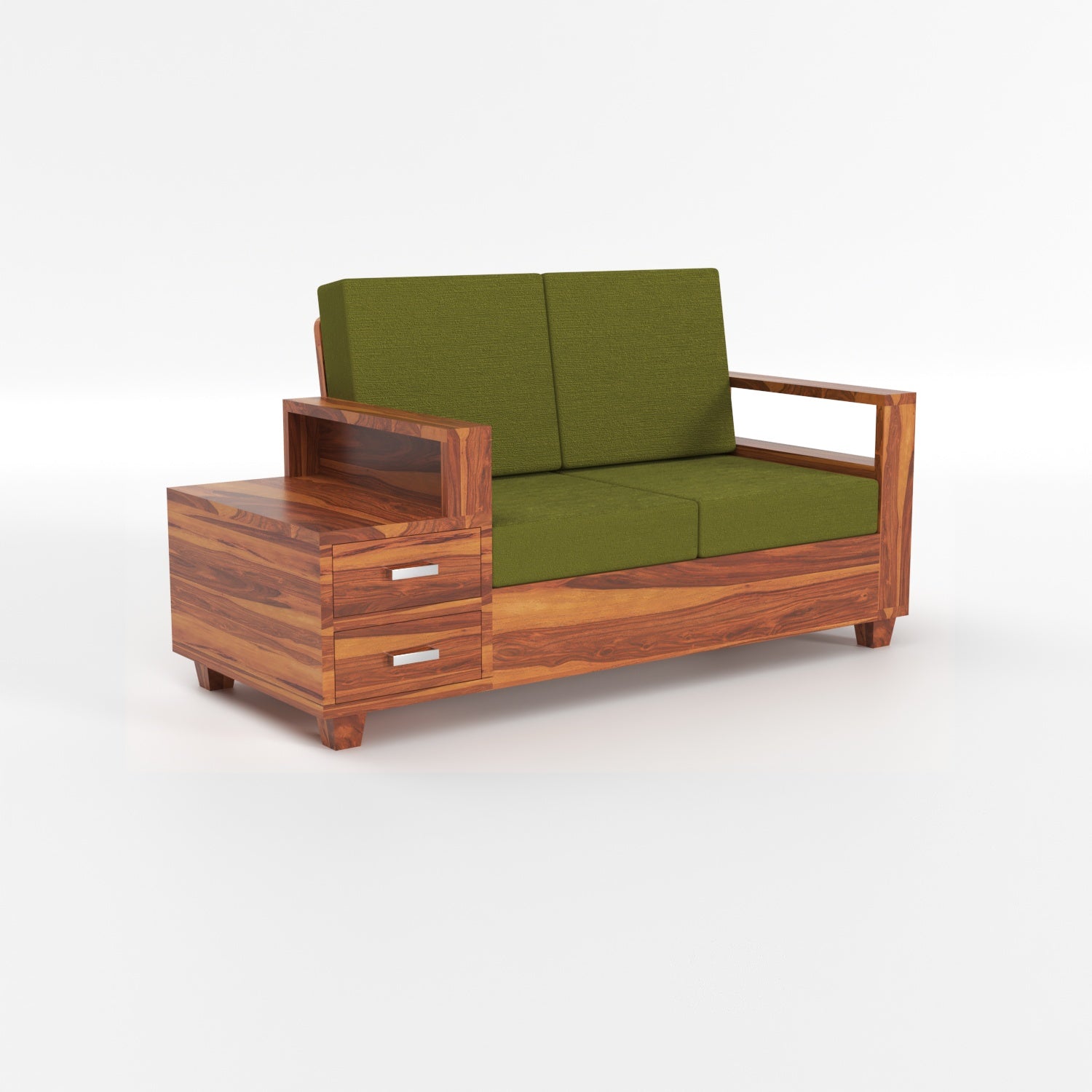 Solid Sheesham Wood 7 Seater Wooden Sofa Set with Side Drawer