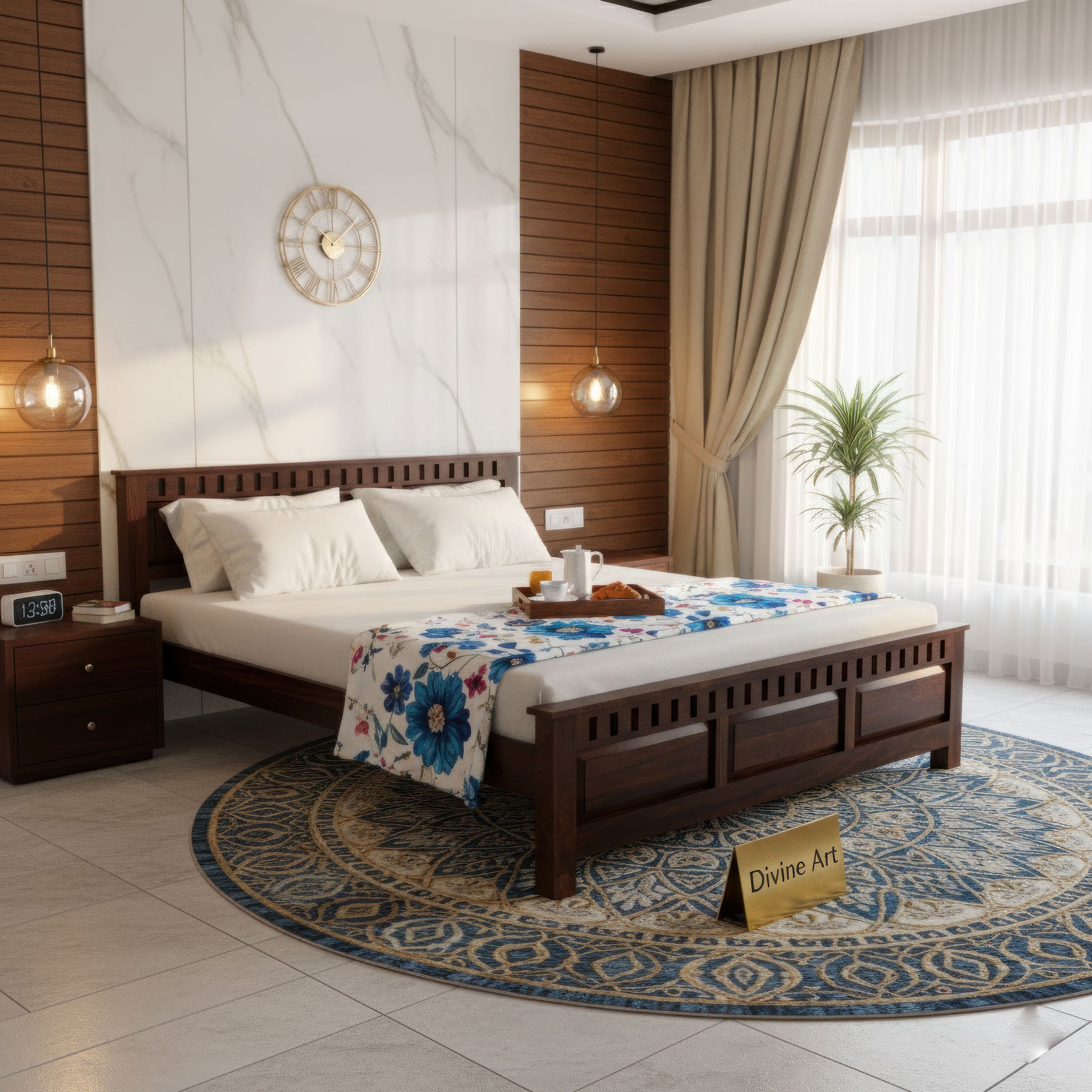 Solid Sheesham Wood king size Bed without storage