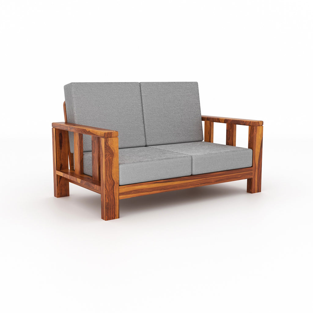 Solid Sheesham Wood 4 Seater Wooden Sofa for Living Room