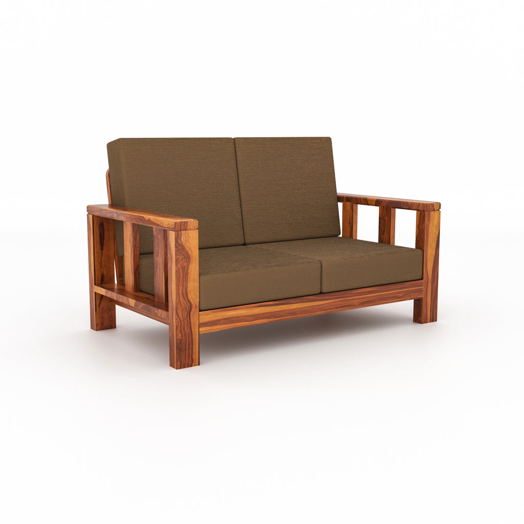 Solid Sheesham Wood 4 Seater Sofa – Natural Finish