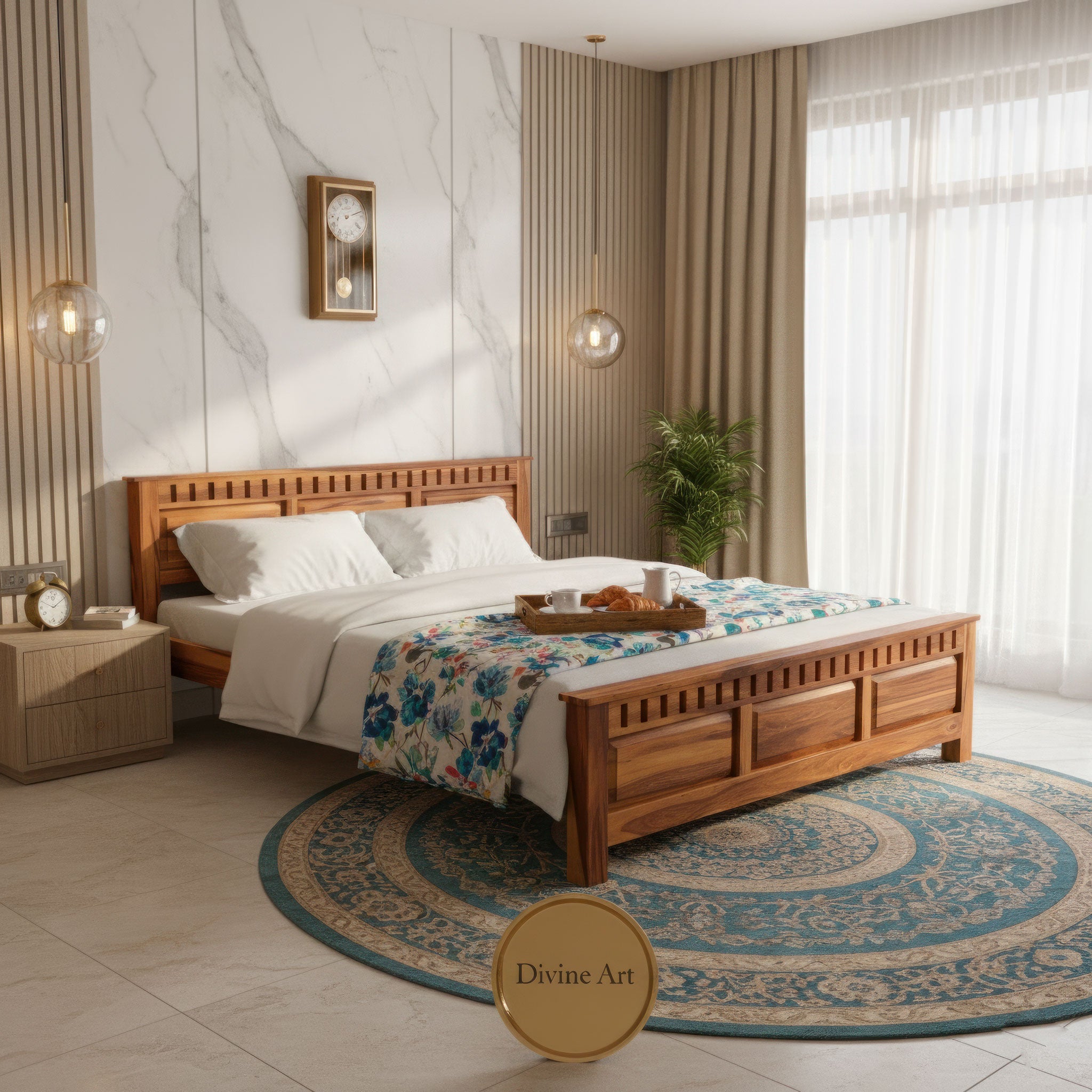 Solid Sheesham Wood queen size Bed without storage