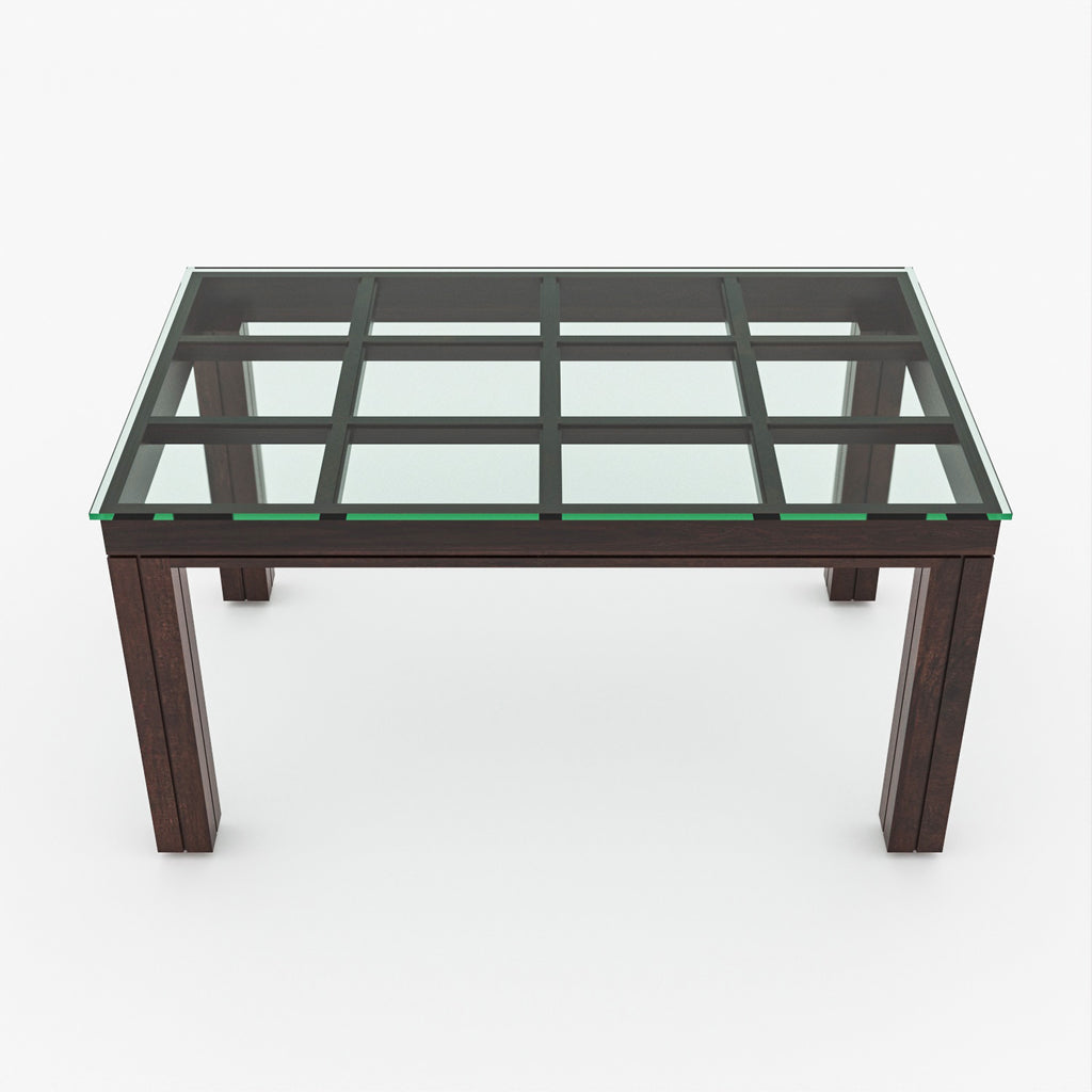 Orvyn 6 Seater Round Solid Wood Glass Top Dining Table Set