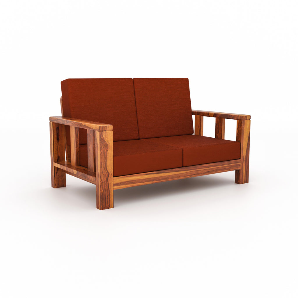 Solid Sheesham Wood 4 Seater Sofa – Natural Finish