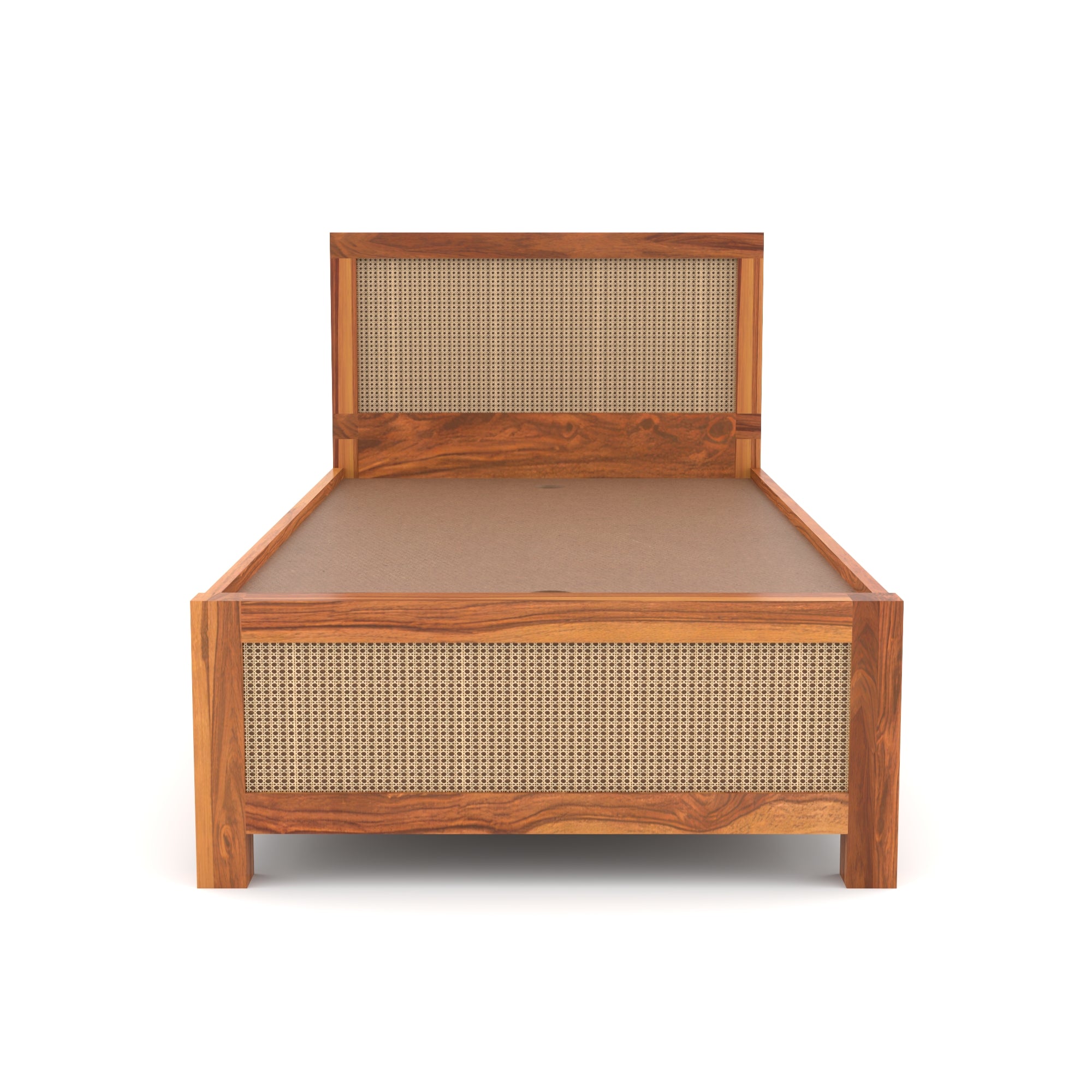 Solid Sheesham Wood Single Bed with storage